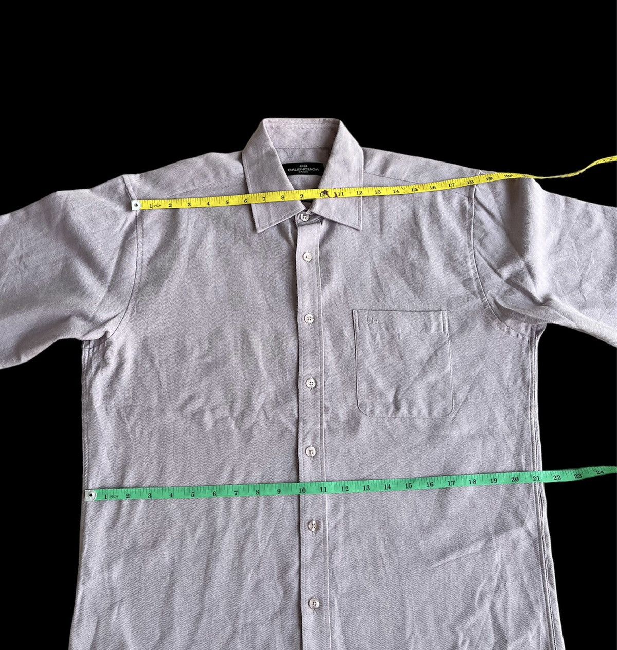 Balenciaga × Vintage Balenciaga Button Ups Shirt Herringbone Pocket Logo Size US L / EU 52-54 / 3 - 6 Thumbnail