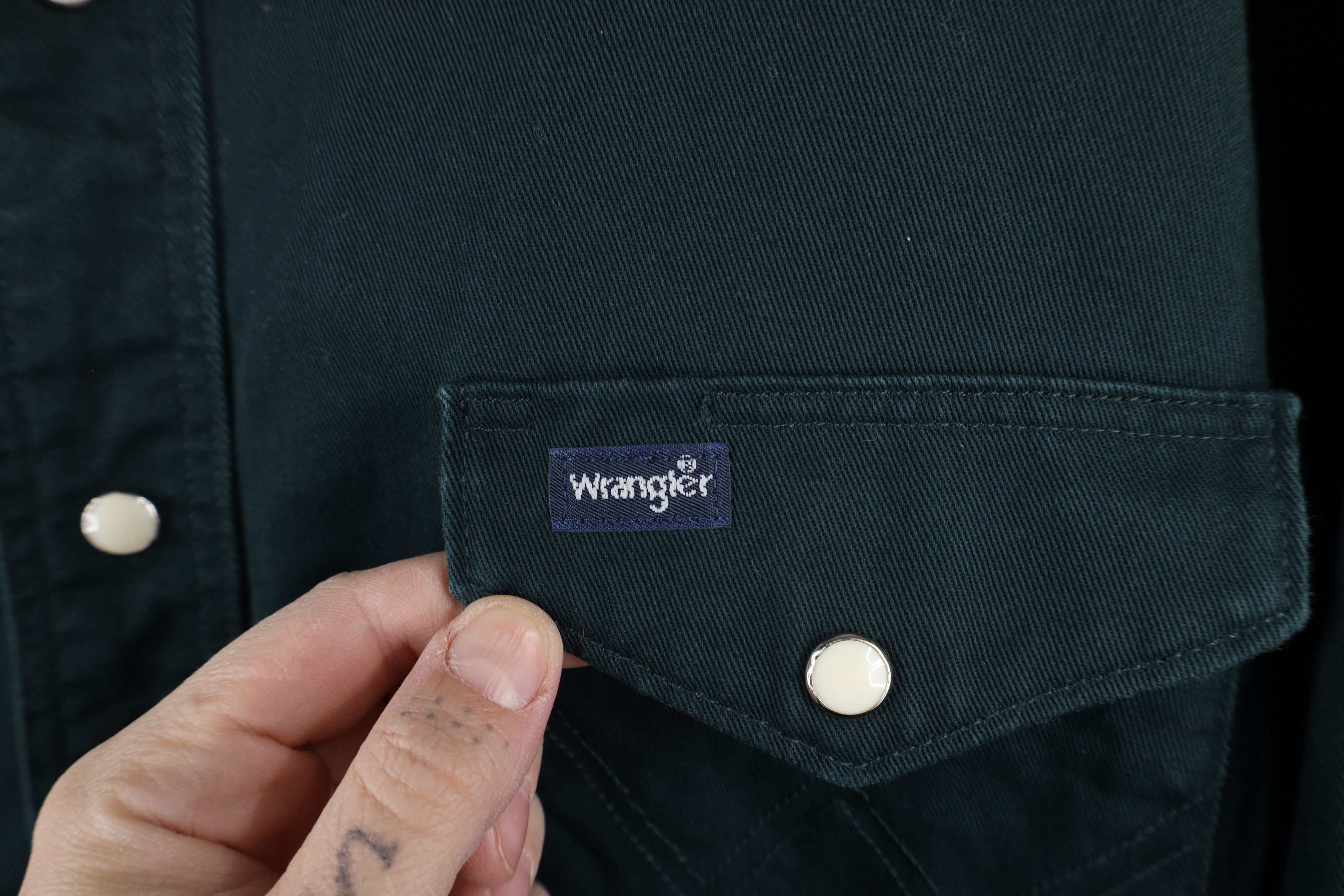 Vintage × Wrangler Vintage 90s Wrangler Cowboy Snap Button Shirt Dark Green Size US XXL / EU 58 / 5 - 4 Thumbnail