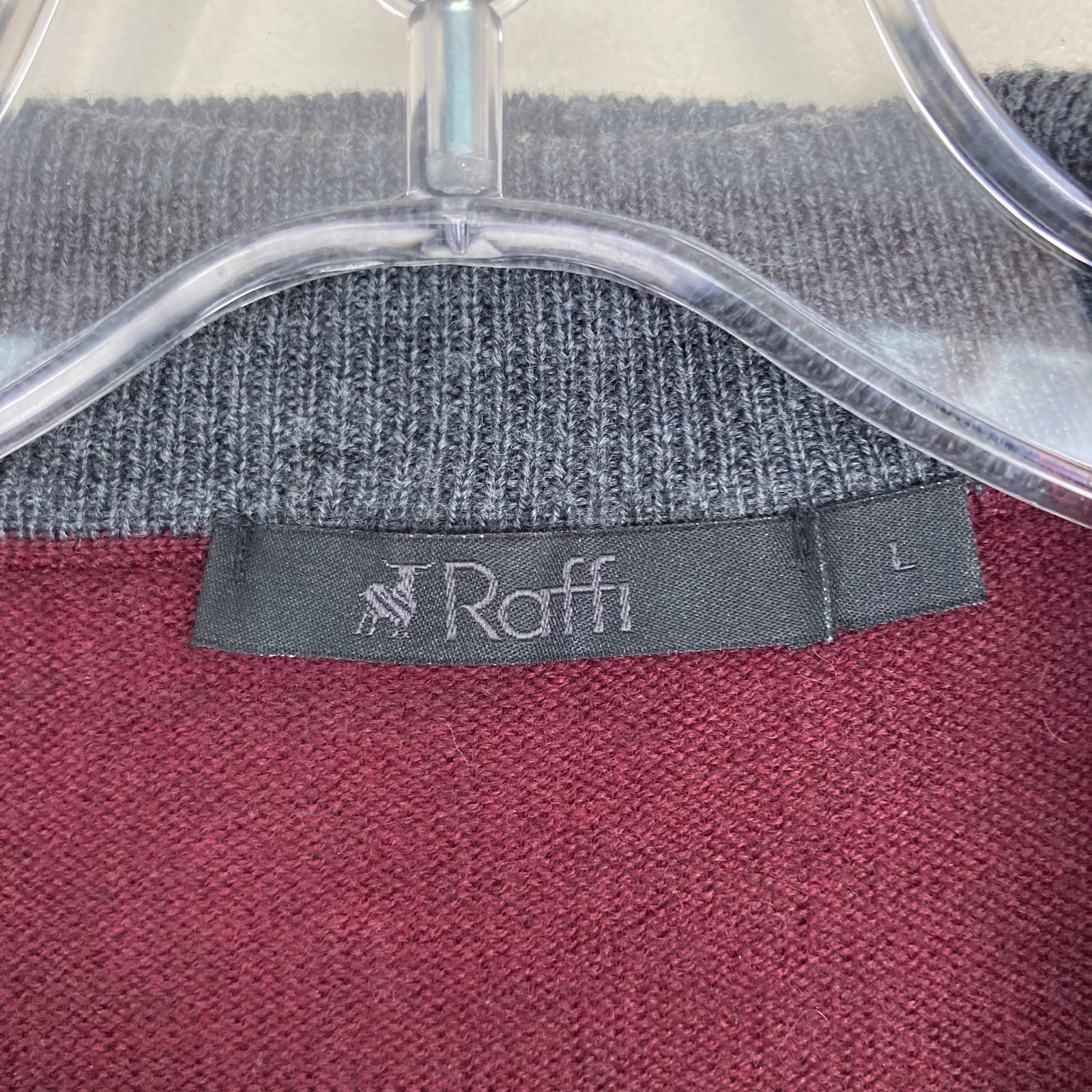 Raffi Raffi Maroon 100% Merino Wool Quarter Zip Sweater Sz L Size US L / EU 52-54 / 3 - 2 Thumbnail