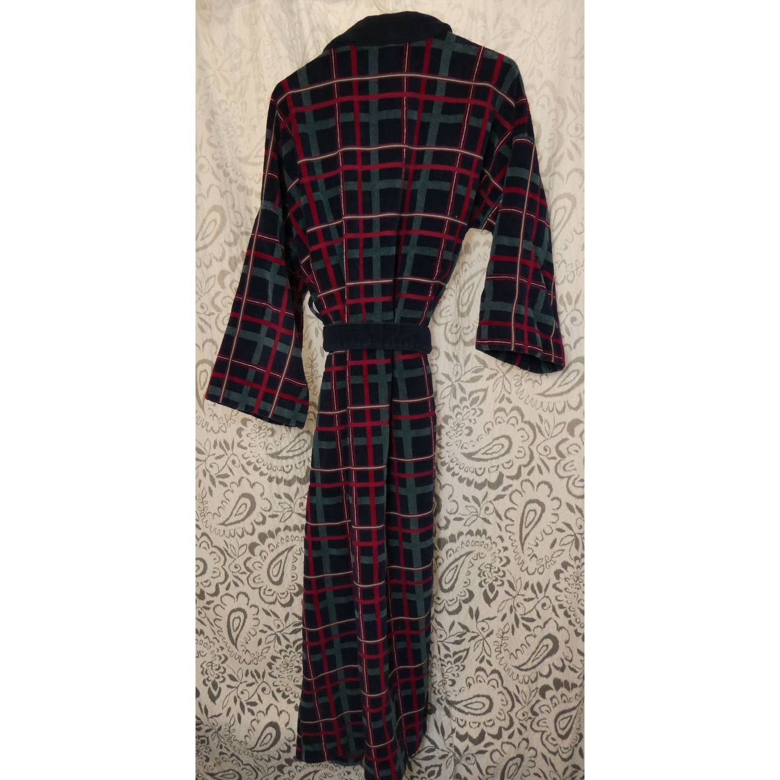 Savile Row SAVILE ROW Terry Cloth plaid robe, 100% cotton, one size Size US 34 / EU 50 - 3 Thumbnail