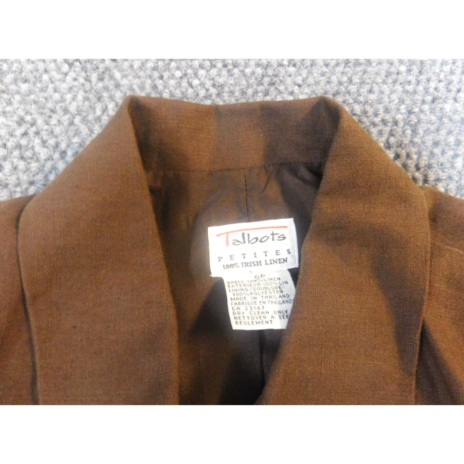 Talbots VINTAGE Talbots Jacket 6P Brown Linen Shoulder Pads Trench Coat Women Petite Mid-Length 5 Button Size M / US 6-8 / IT 42-44 - 4 Thumbnail
