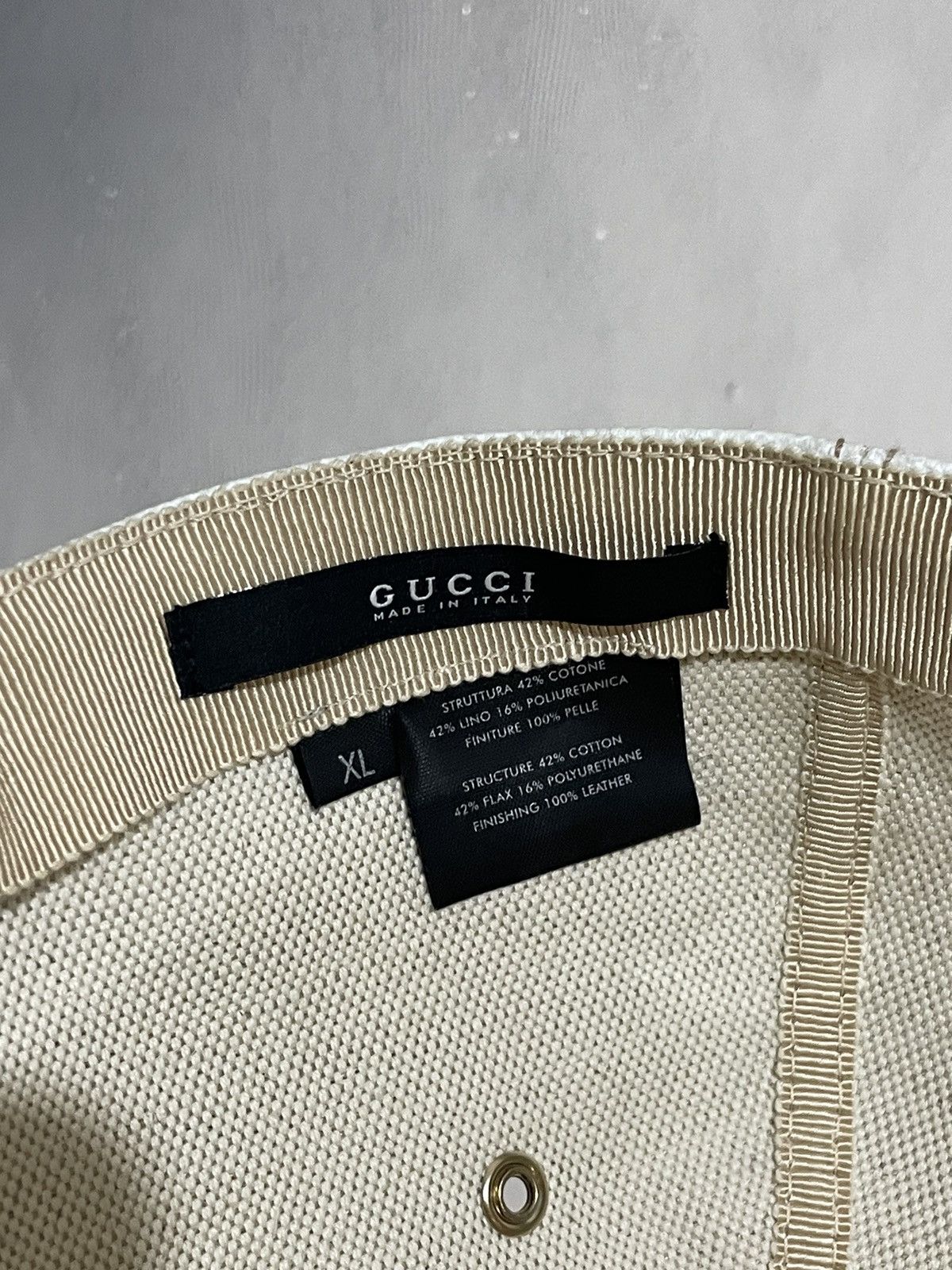 Gucci Mens Gucci Cap White Leather Size XL Monogram Size ONE SIZE - 6 Thumbnail