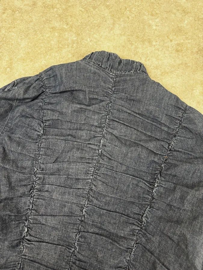 Moschino Moschino Navy Gathered Denim Zip-Up Jacket Size S / US 4 / IT 40 - 6 Thumbnail