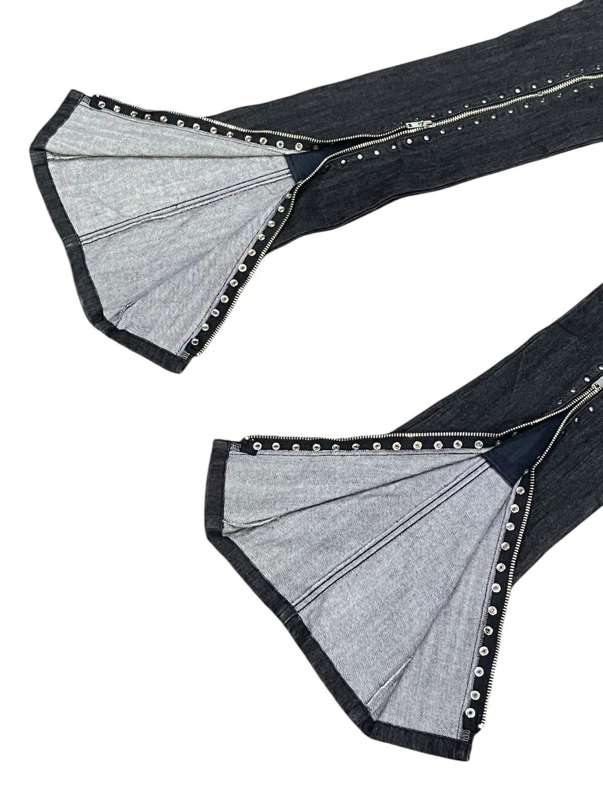 BIGI 🔥Vtg MOGA Punk Studded Long Zipper Stretchable Denim Flare Size 27" / US 4 / IT 40 - 12 Thumbnail