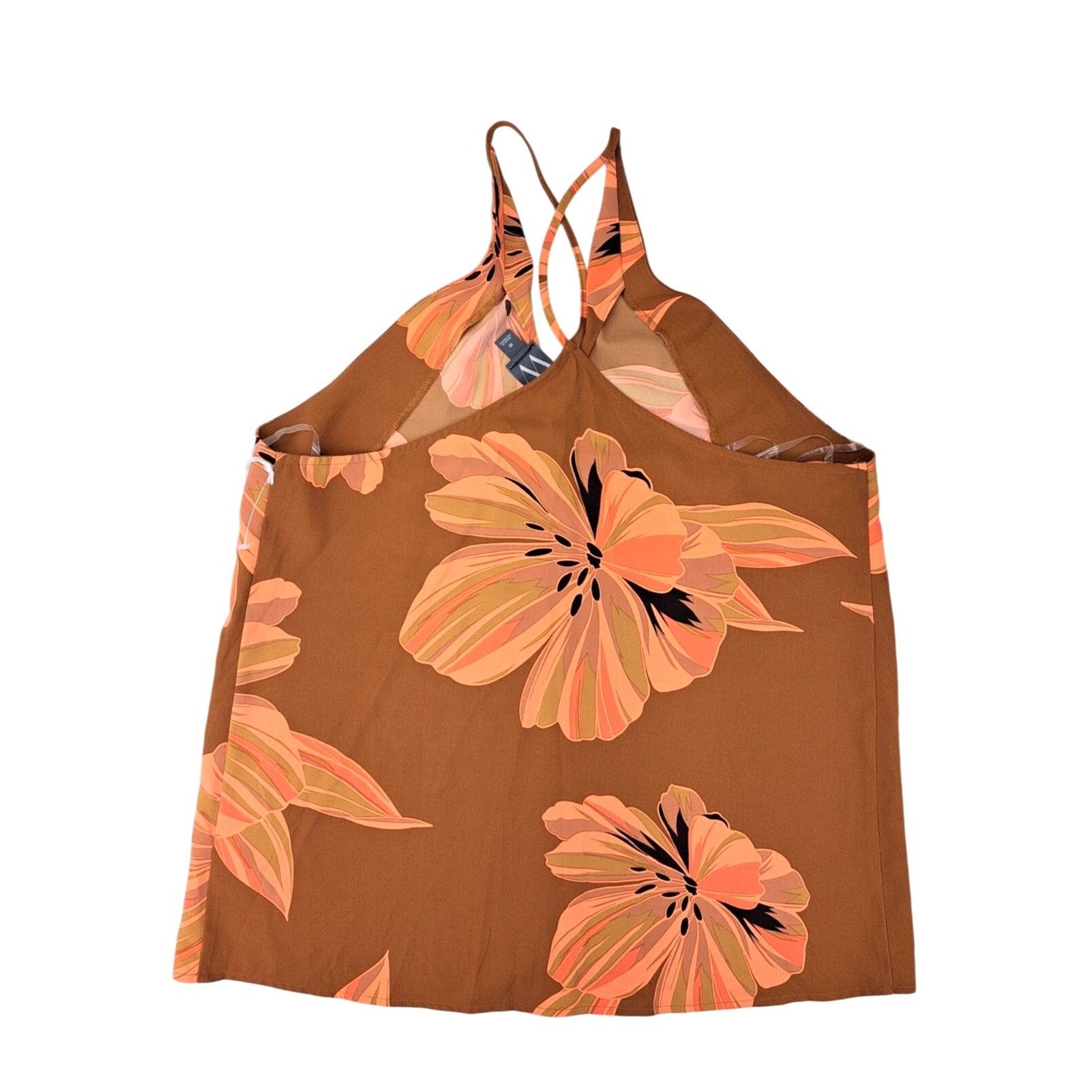 Worthington Worthington Women Halter Top Brown Pink Floral Cross Straps Size M / US 6-8 / IT 42-44 - 2 Thumbnail