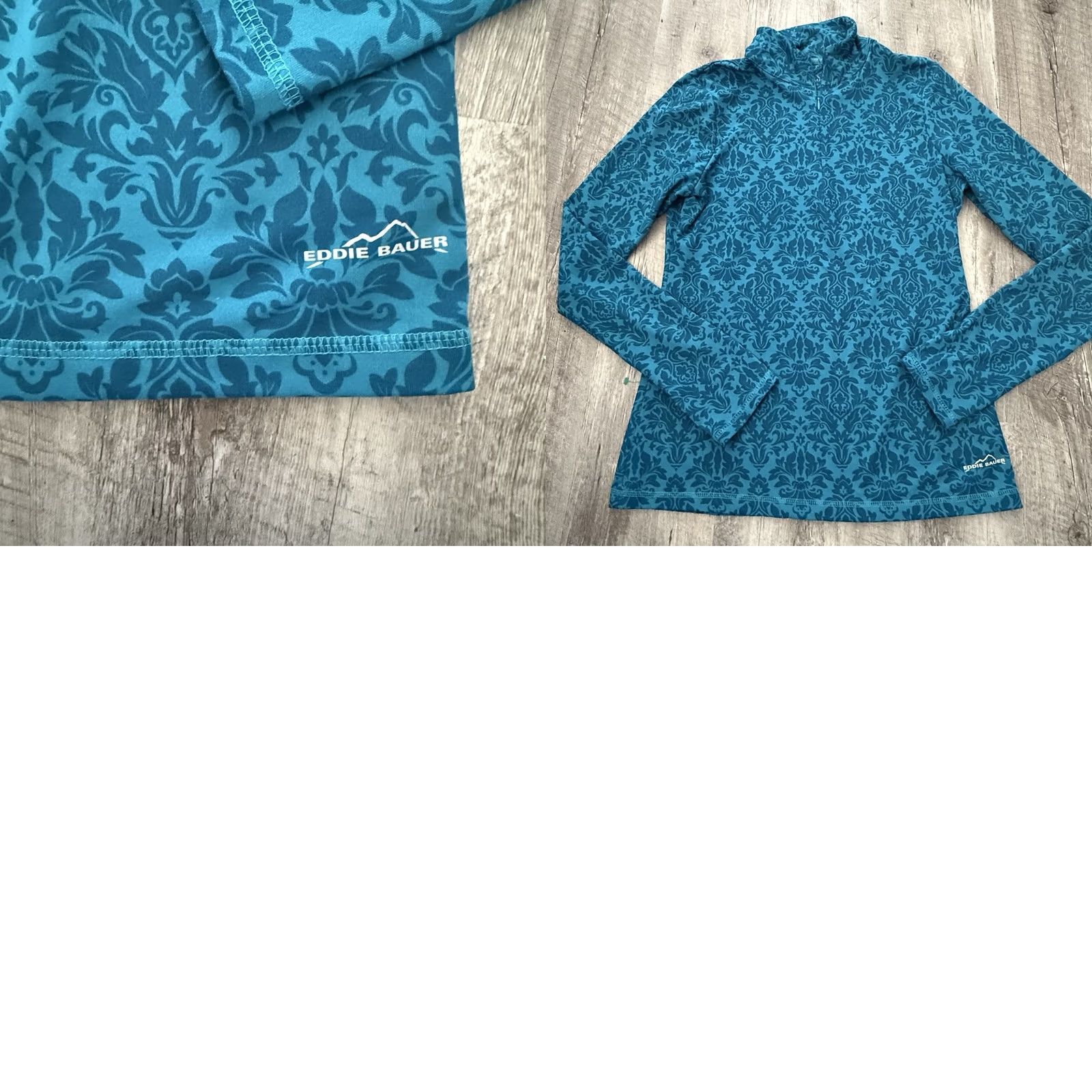 Eddie Bauer Eddie Bauer Womens Medium Teal Floral Top Pullover Activewear Stretch 1/4 Zip Size M / US 6-8 / IT 42-44 - 8 Thumbnail