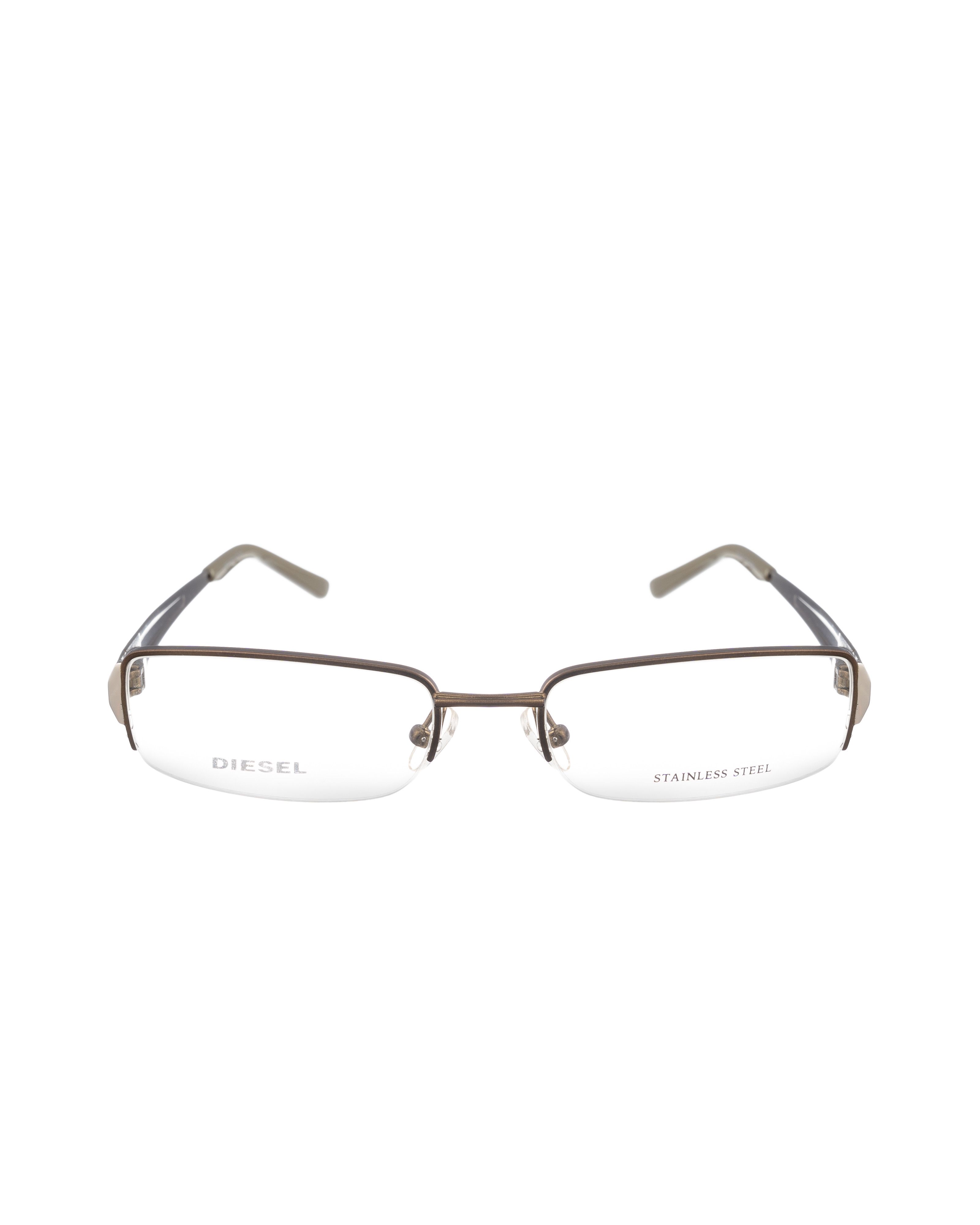 Diesel 00s Half Rim Greenish Brown & Silver Metallic Glasses