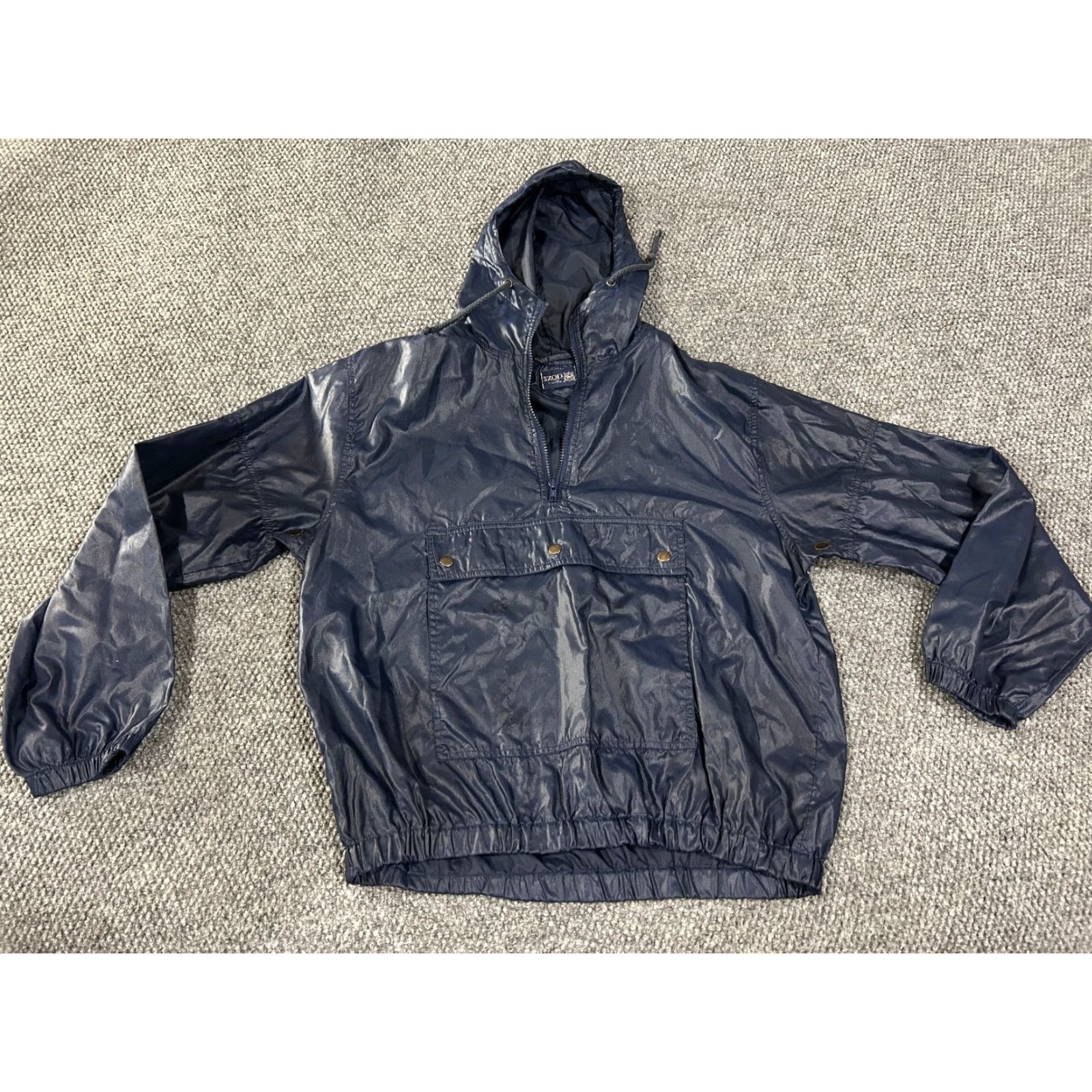 Izod VINTAGE IZOD Windbreaker Jacket Mens M Blue Lightweight Hooded Mid-Length Casual, 90s Style, Classic, Nylon, Zip, Regular Fit Size US M / EU 48-50 / 2 - 2 Thumbnail