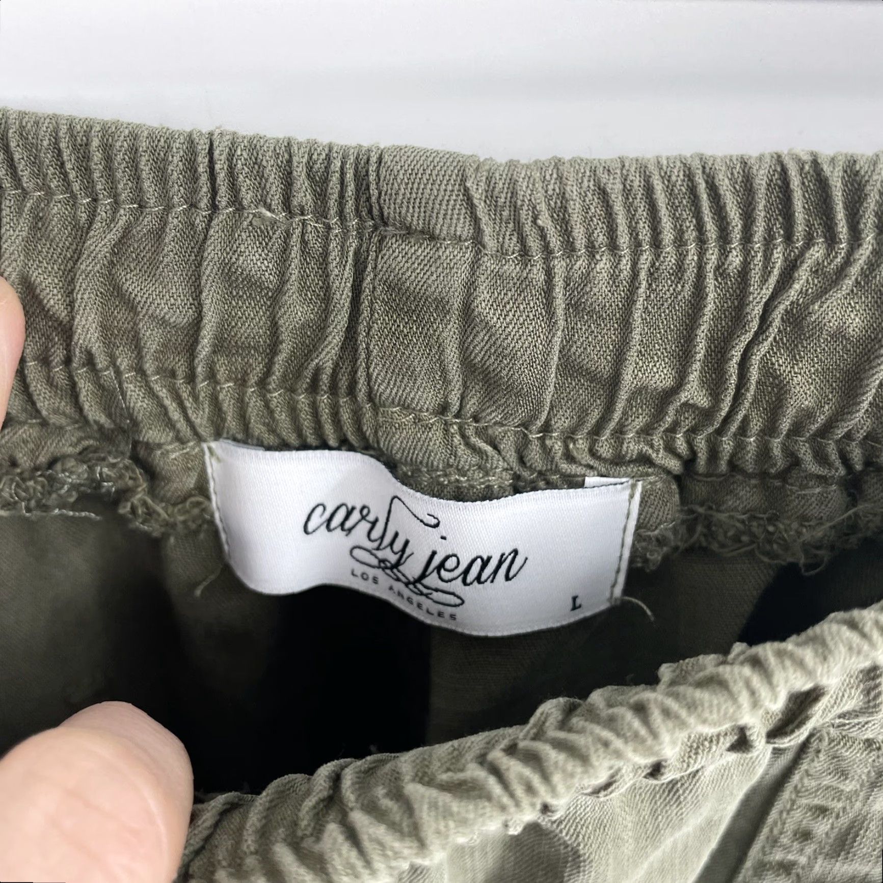 Olive Carly Jean Jogger Pants Womens Large Olive Green Tapered Drawstring Pockets Casual Size 36" / US 14 / IT 50 - 6 Thumbnail