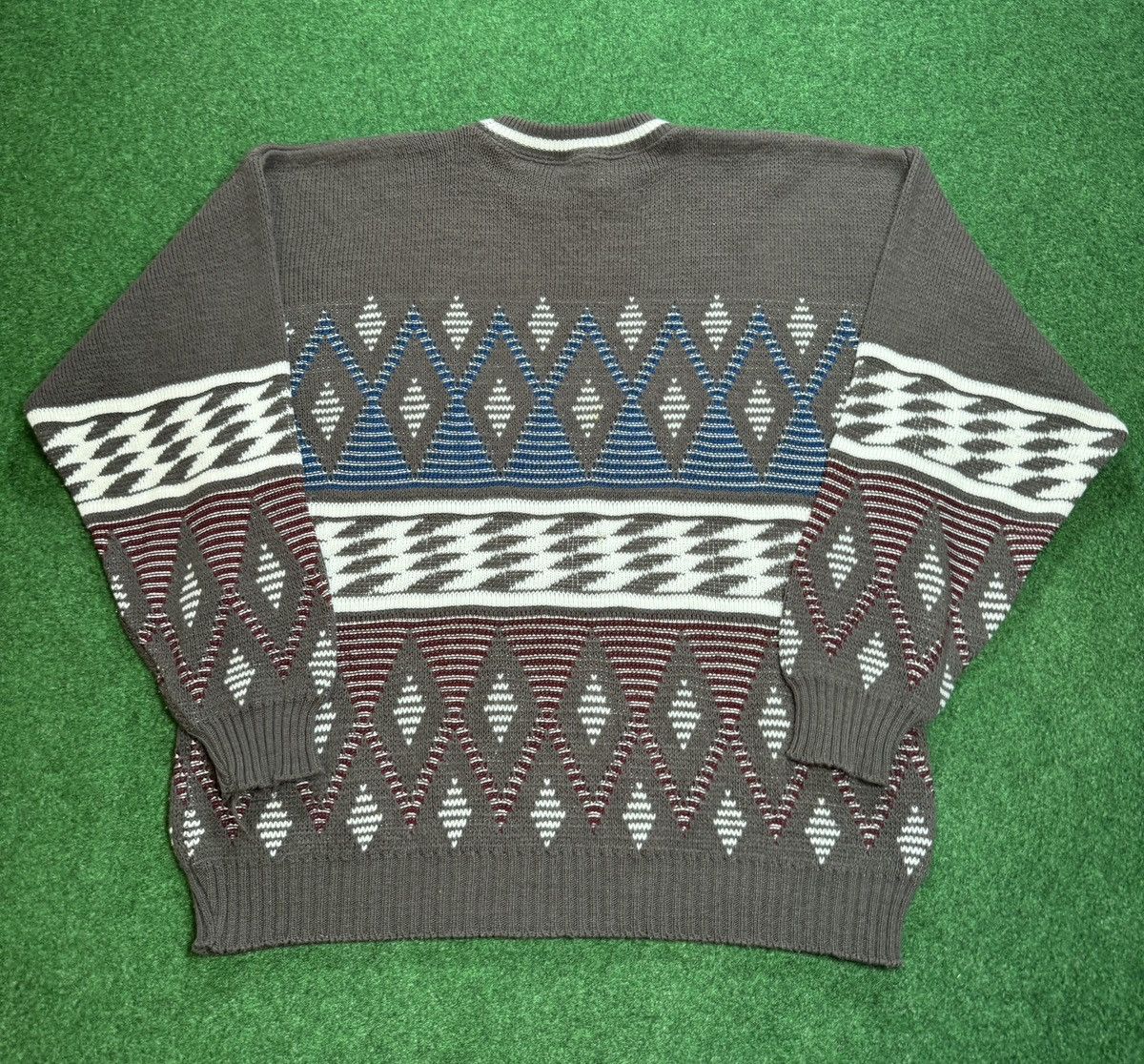 Vintage Vintage 90s Geometric Pattern Knit Crewneck Sweater Size US M / EU 48-50 / 2 - 2 Thumbnail