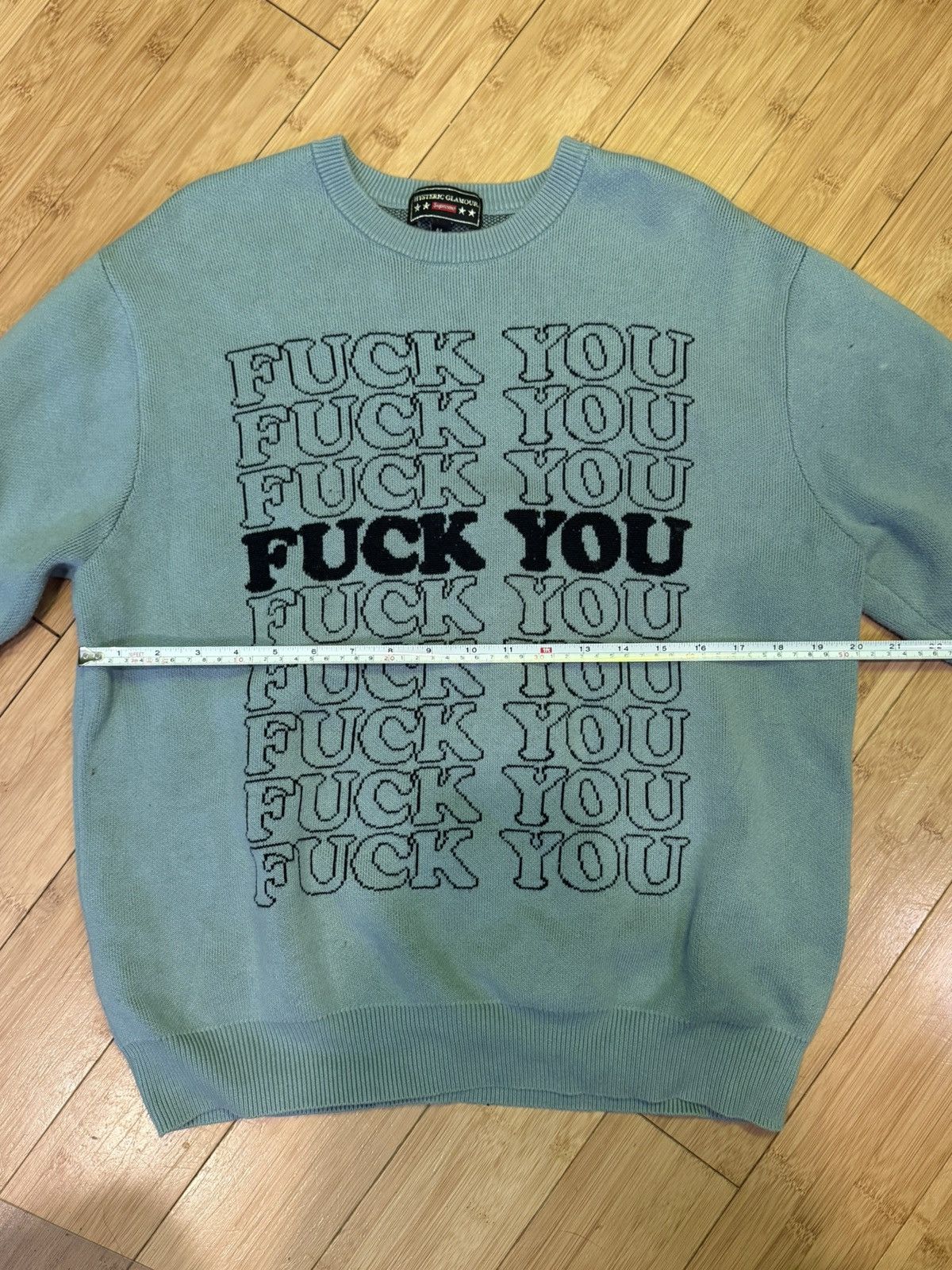 Hysteric Glamour × Supreme Supreme Hysteric Glamour F*** You Sweater M Light Blue FW17 Size US M / EU 48-50 / 2 - 4 Thumbnail
