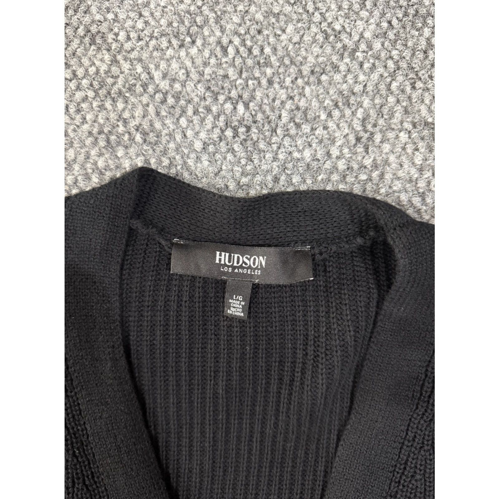 Hudson Hudson Womens Large Black Button Front Knit Sweater Long Sleeve Waffle Cozy Pullover All Seasons Casual Vintage No Size L / US 10 / IT 46 - 3 Thumbnail