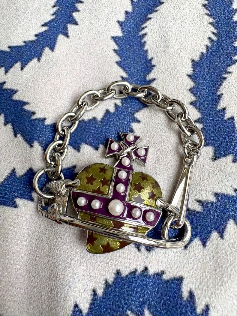 Vivienne Westwood Vivienne Westwood Yellow and Purple Pearl Big Heart Pin Br Size ONE SIZE - 1 Thumbnail