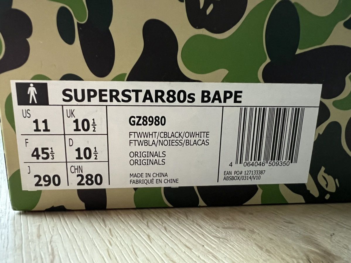 Adidas × Bape adidas Superstar 80s BAPE-Exclusive White Black_Deadstock Size US 11 / EU 44 - 18 Thumbnail