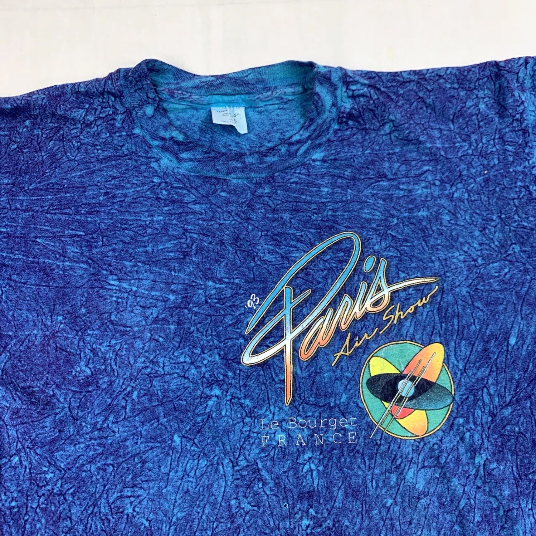 Vintage VINTAGE Paris Air Show Shirt Adult Large Blue 1993 Le Bourget Tie Dye 90s Mens Shirt Size US L / EU 52-54 / 3 - 2 Thumbnail