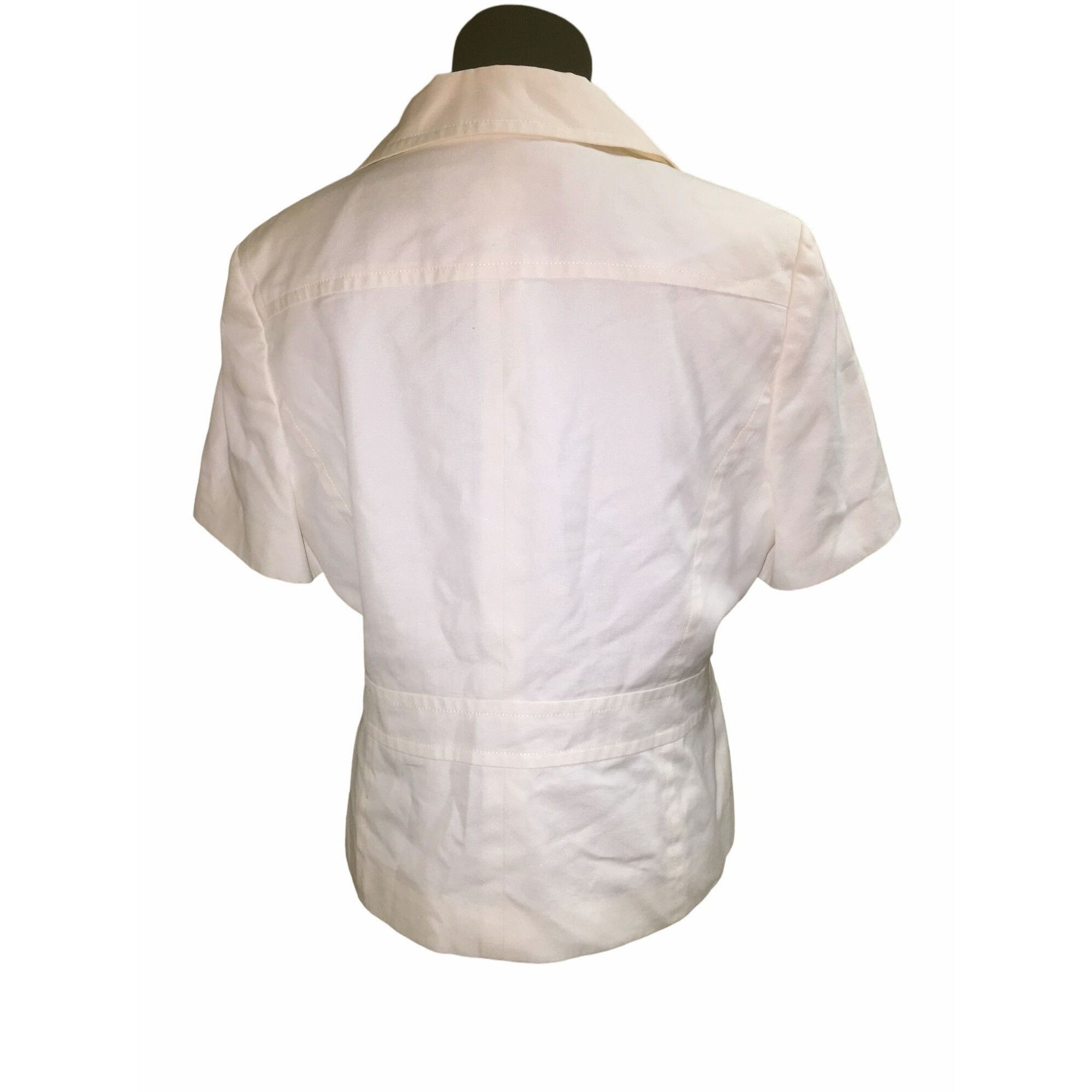Louis Feraud Louis Feraud Women's White Buttoned & Collared Shirt Size 10 Size L / US 10 / IT 46 - 2 Thumbnail