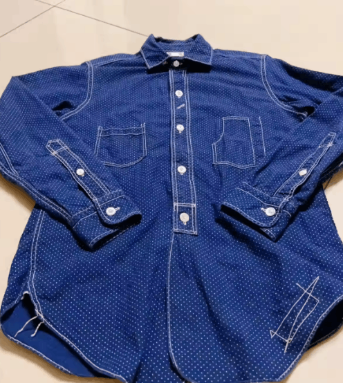 image of Freewheelers Polka Dot Shirt in Blue, Men's (Size Medium)