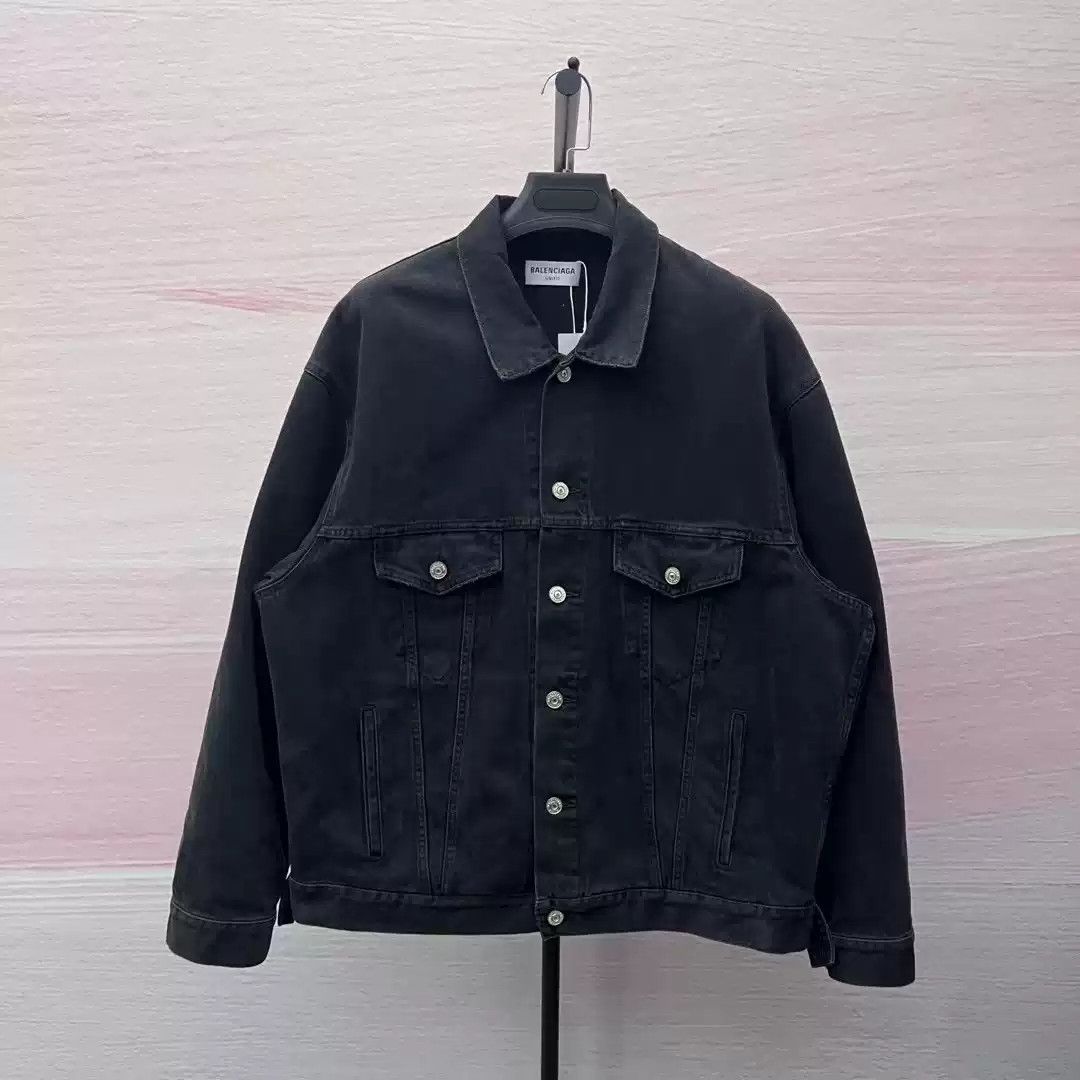 Balenciaga Double B Graffiti Painted Night Glow Denim Jacket