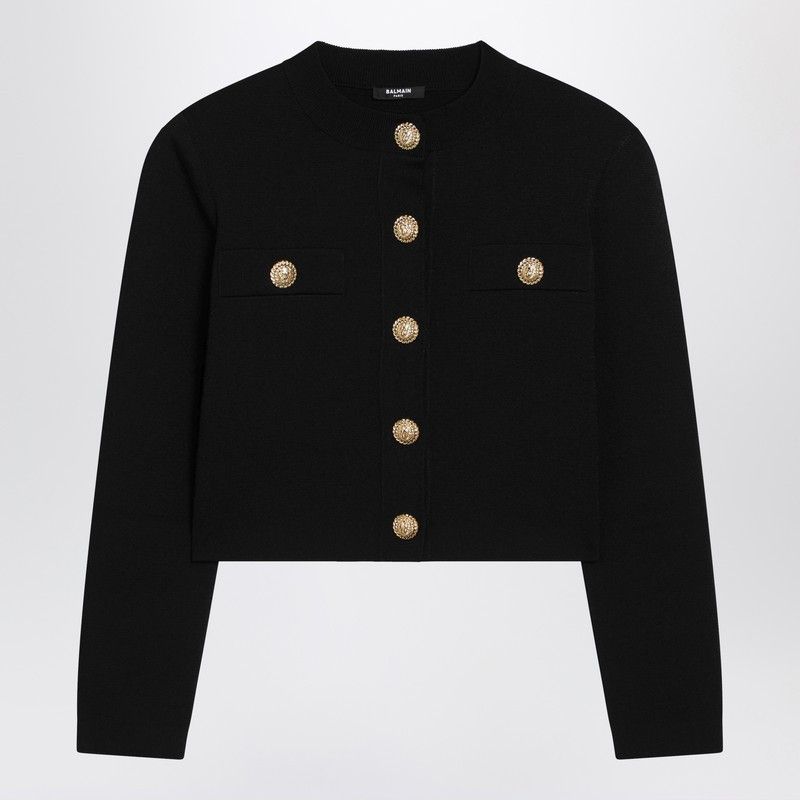 Balmain Balmain Black Tweed Cardigan Size XL / US 12-14 / IT 48-50 - 1 Thumbnail