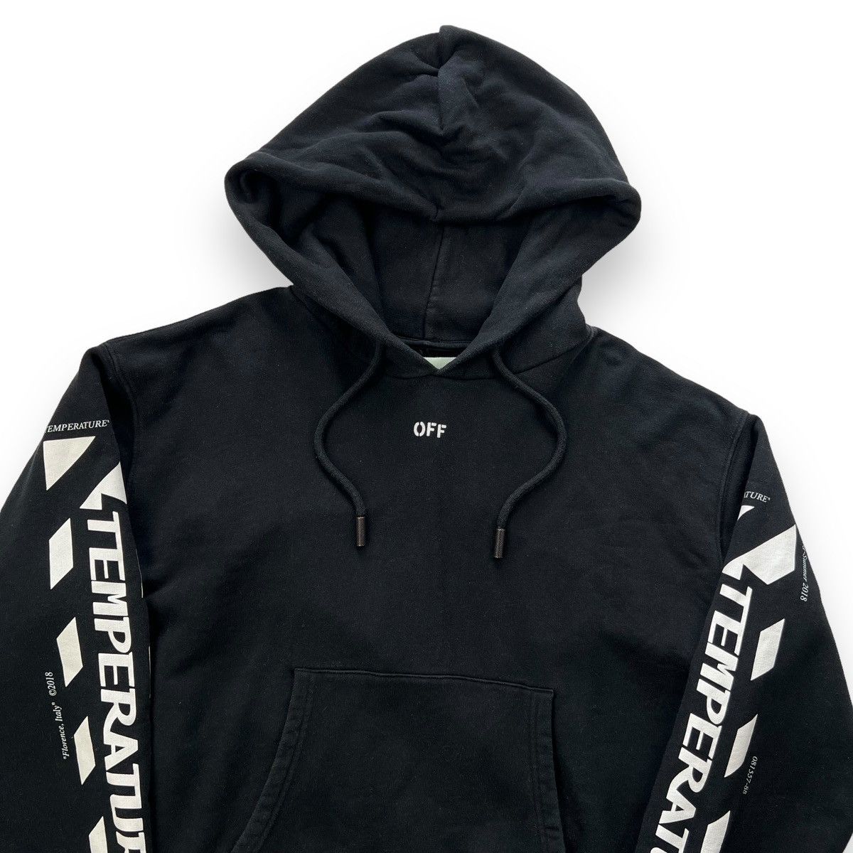 image of Off White Off-White Temperature Diagonal Hoodie in Black, Men's (Size Medium)