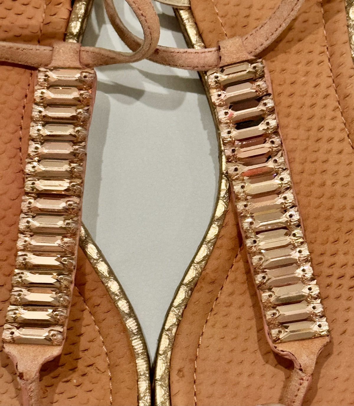 Brian Atwood Brian Atwood Beaded Pink Gold Leather Thong Sandals Buckle Size US 7.5 / IT 37.5 - 3 Thumbnail