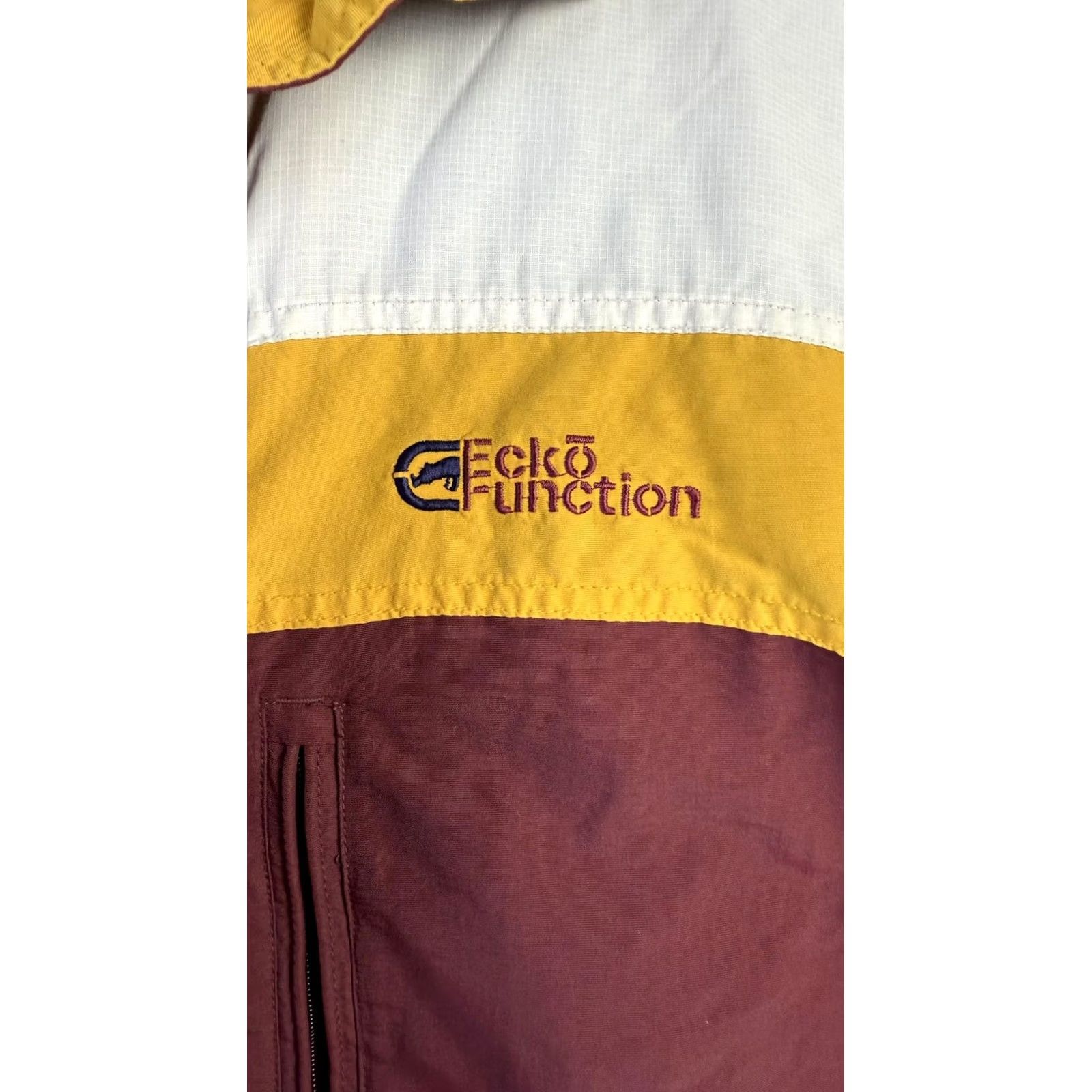 Ecko Unltd. Ecko Function Jacket Mens XL Full Zip Outdoor Ski Coat Pockets Windproof Lined Yellow Burgundy White Zip Summer 90s Mens Size US XL / EU 56 / 4 - 3 Thumbnail