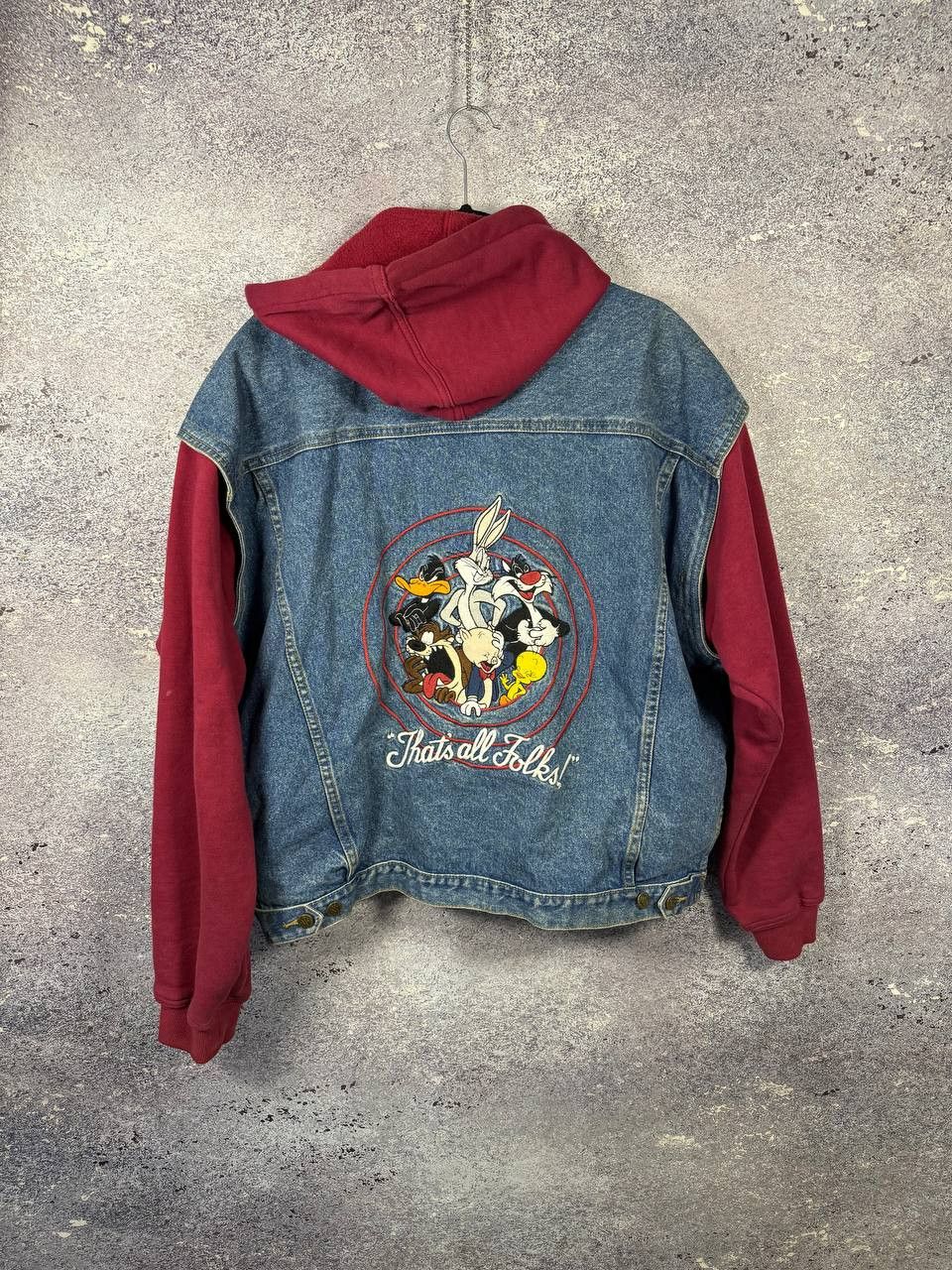 Vintage × Warner Bros ALL FOLKS LOONELY TUNES 1995 WB Hoodie Vest Jacket Denim XL Size US XL / EU 56 / 4 - 1 Thumbnail