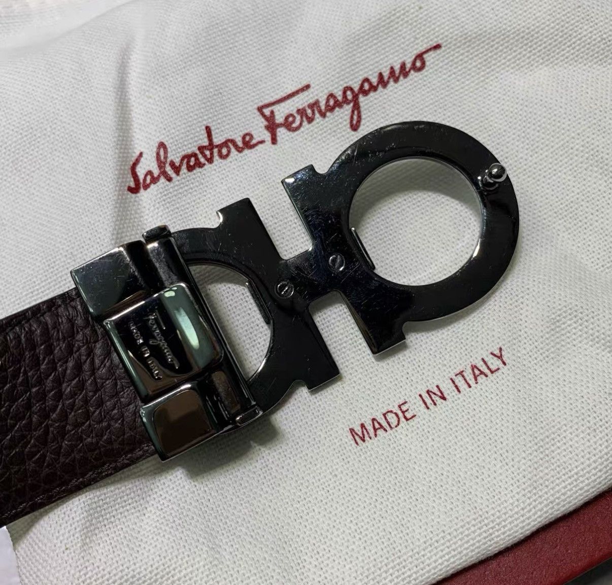 Salvatore Ferragamo Ferragamo Logo Smooth Buckle Leather Belt J42 Size ONE SIZE - 4 Thumbnail