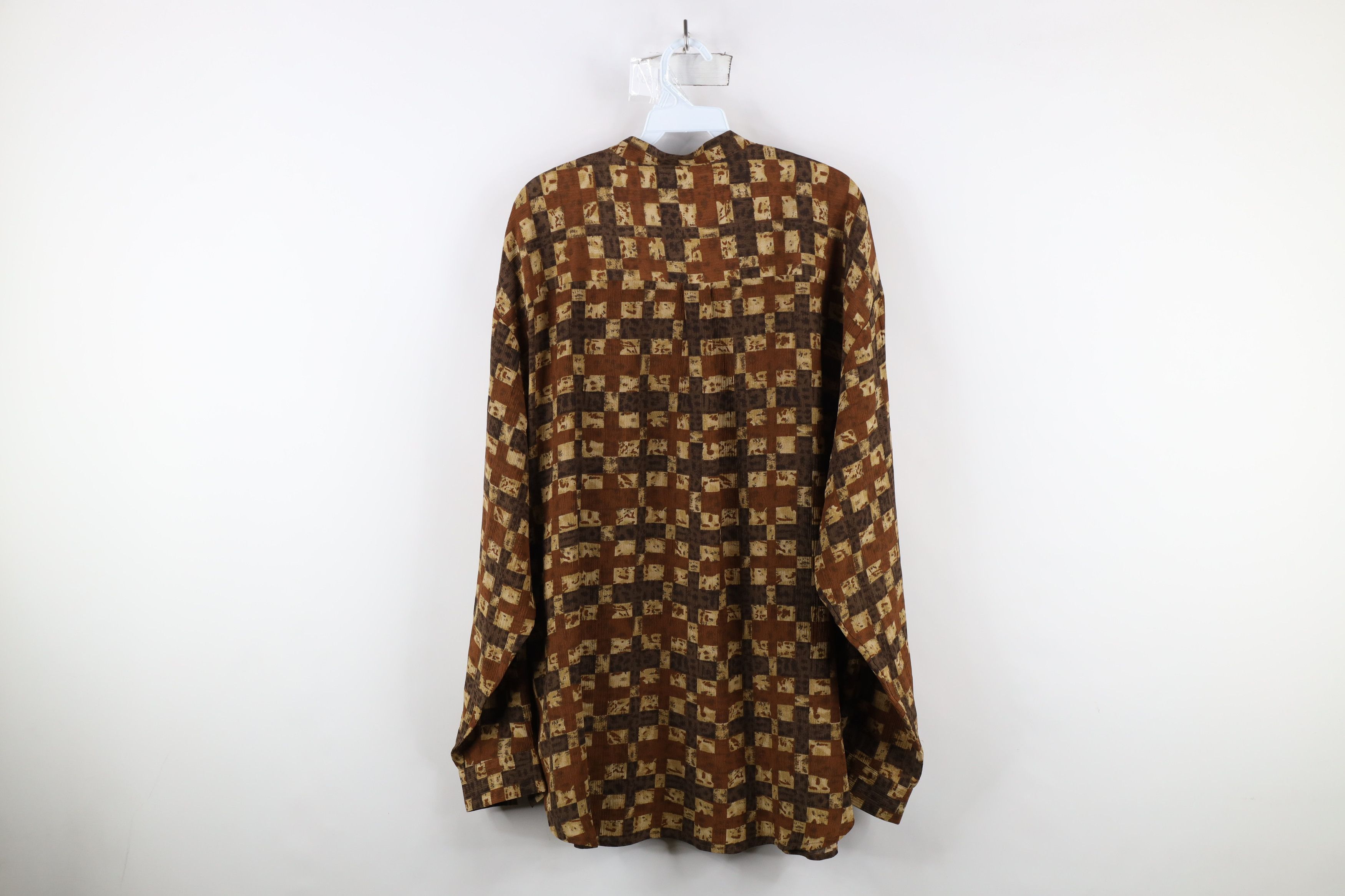 Vintage Vintage 90s Streetwear Band Collar Button Shirt Earth Tone Size US L / EU 52-54 / 3 - 8 Thumbnail