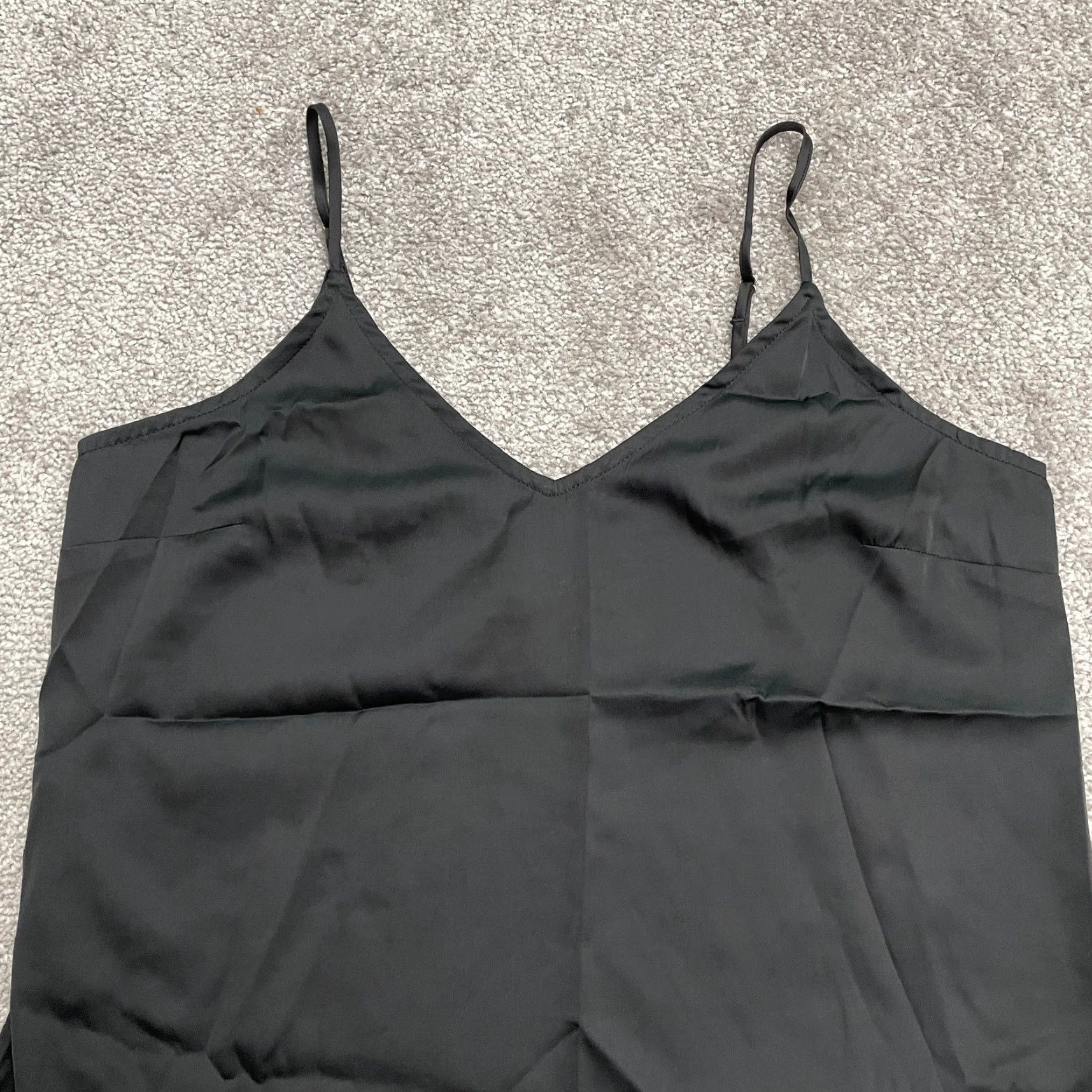 Vintage Stars Above Camisole Tank Top Womens XS Black Spaghetti Strap Lounge Satin Polyester Spandex Tooth? Size XS / US 0-2 / IT 36-38 - 4 Thumbnail