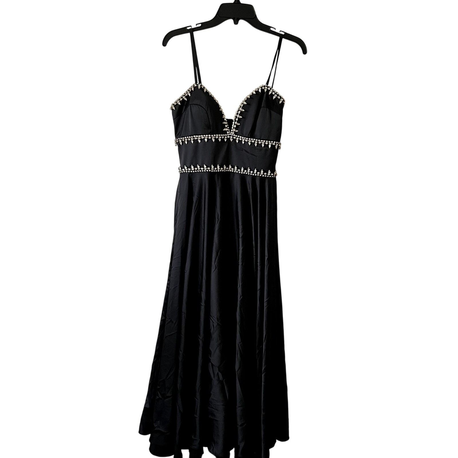 MACH & MACH Mac Duggal midi satin dress size 2 black silver BB Size XS / US 0-2 / IT 36-38 - 1 Thumbnail