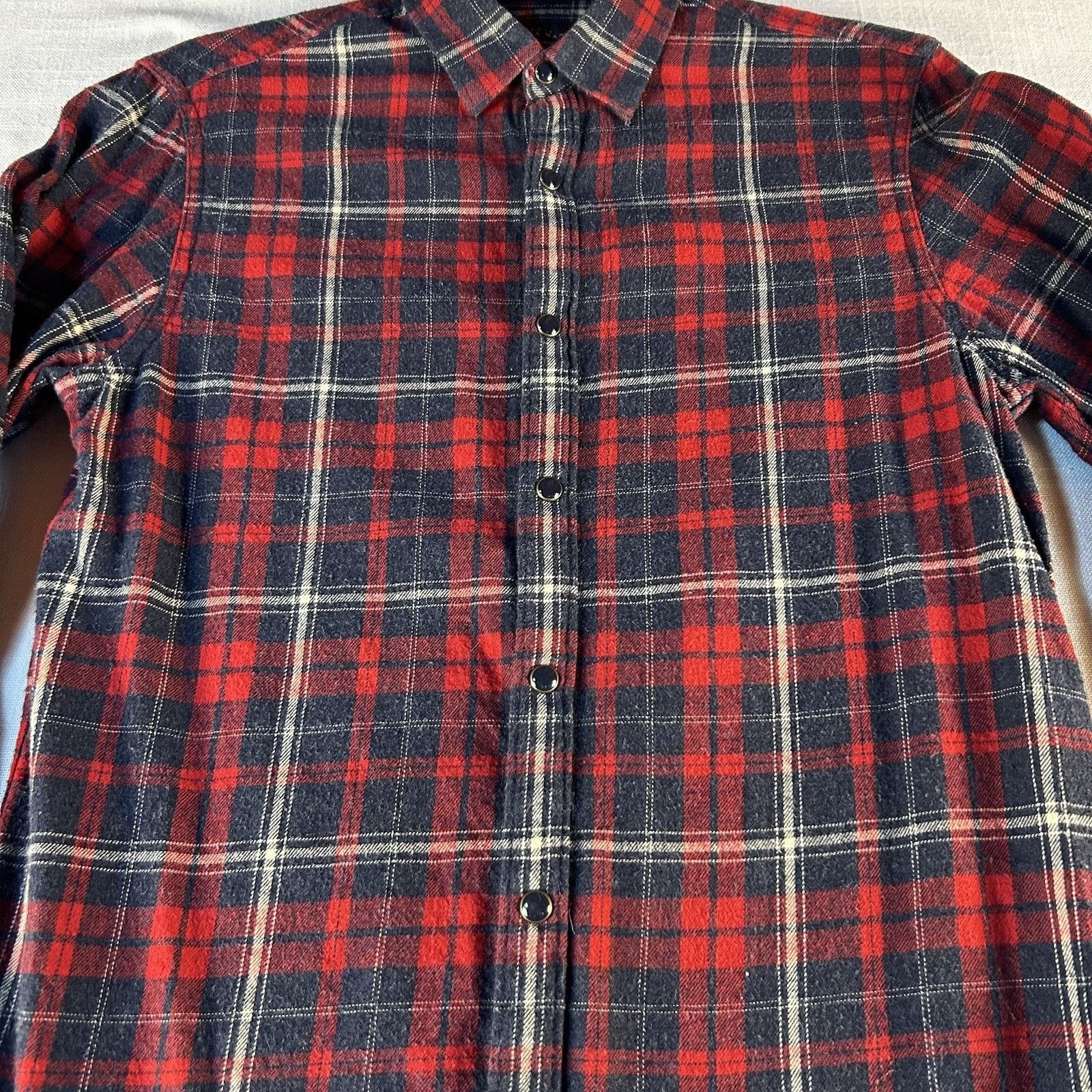 Zara Zara Flannel Shirt Men S Slim Blue/Red Plaid Snap Size US S / EU 44-46 / 1 - 2 Thumbnail