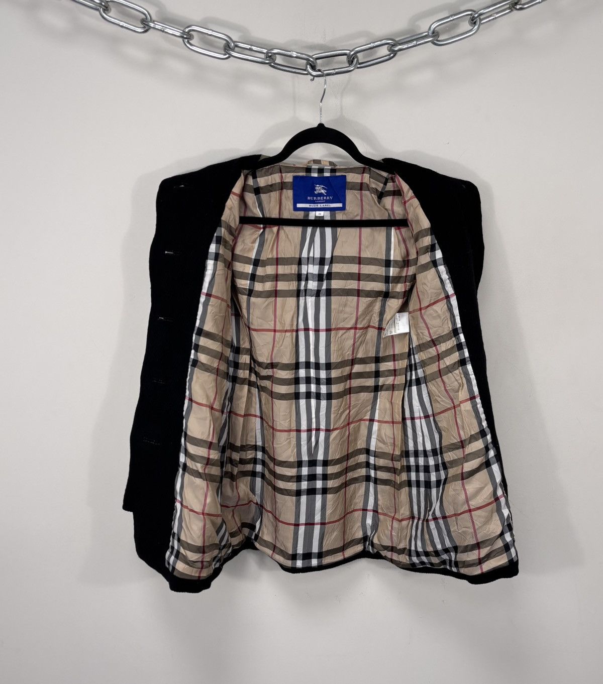 Burberry Burberry Blue Label Black Nova Check Angora Wool Coat Size XS / US 0-2 / IT 36-38 - 2 Thumbnail