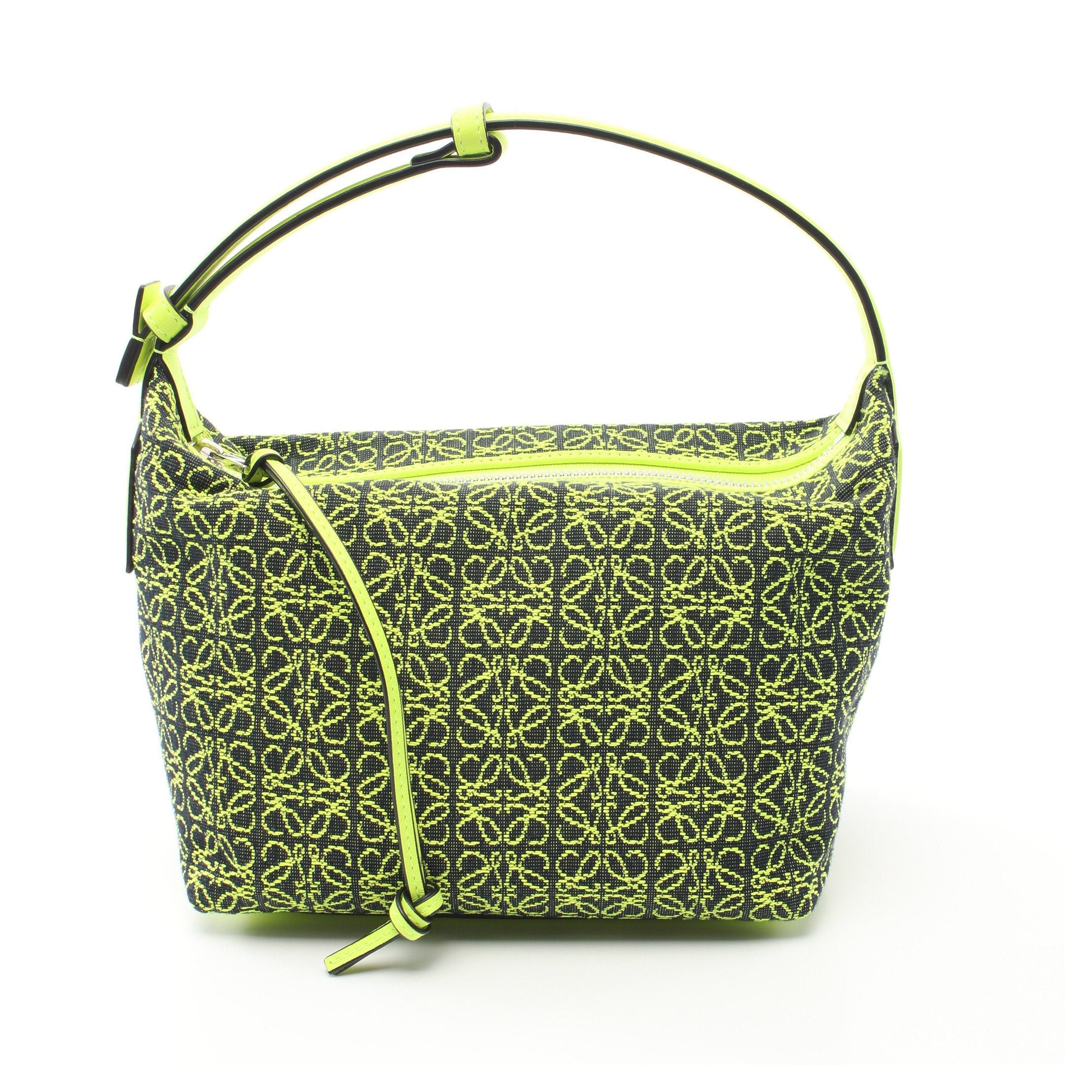 Loewe Loewe Anagram Cubby Handbag Canvas Leather Black Yellow-Green Size ONE SIZE - 1 Thumbnail