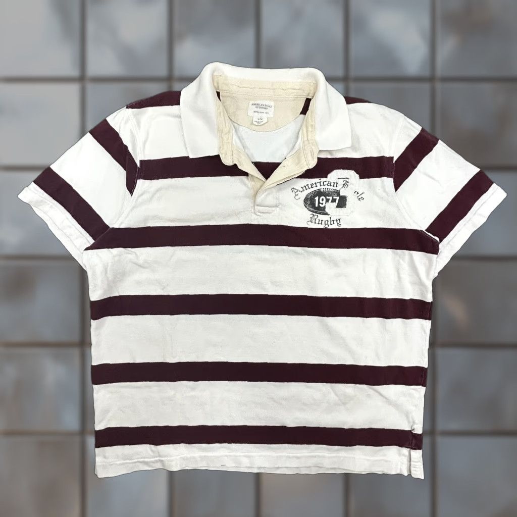 American Eagle Outfitters VINTAGE American Eagle Outfitters Rugby Shirt Mens L Polo White Maroon 90s Crest 1977 Size US L / EU 52-54 / 3 - 1 Thumbnail