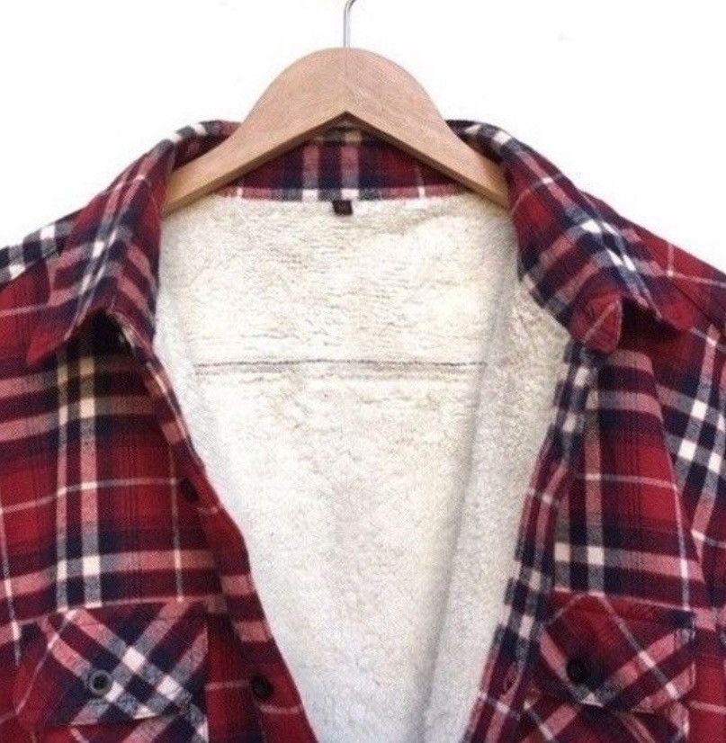 Vintage 🔥Button Up Check Jacket Sherpa Inside Size US L / EU 52-54 / 3 - 5 Thumbnail