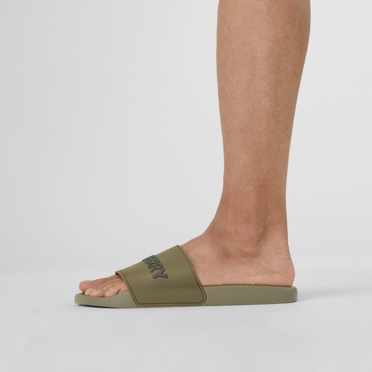 Burberry o1w1db10126 Logo Detail Two-Tone Slides in Dark Green Size US 8 / EU 41 - 4 Thumbnail