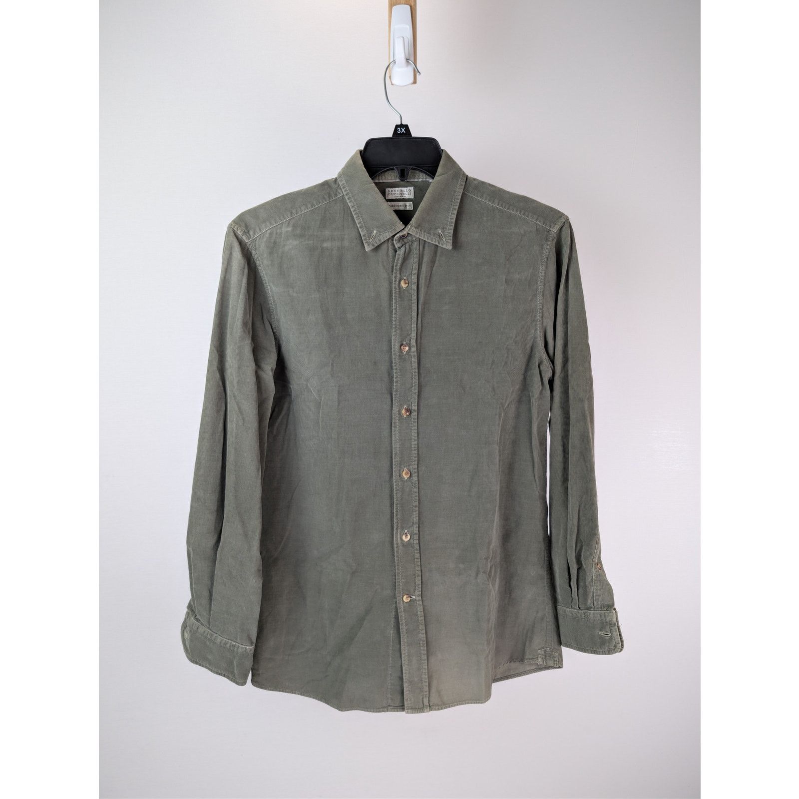Brunello Cucinelli o1rshd1 CC20 Leisure Fit Button up Shirt in Olive Size US M / EU 48-50 / 2 - 8 Thumbnail