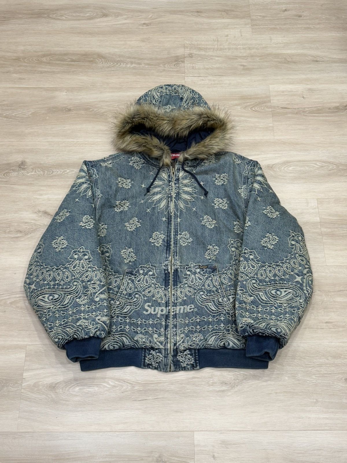 Supreme SUPREME HJR TROMPE L'OEIL HOODED WORK JACKET BLUE | Grailed