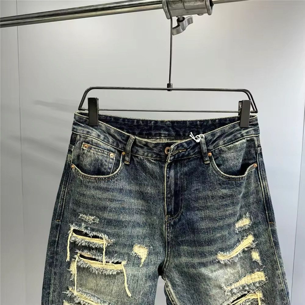 Japanese Brand × Jean Hand Sewn Patch Ripped Baggy Denim Size US 35 - 5 Thumbnail
