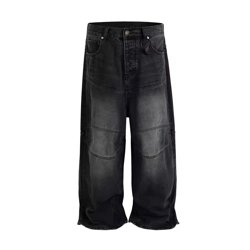 Washed Vintage Loose Double Knee Denim