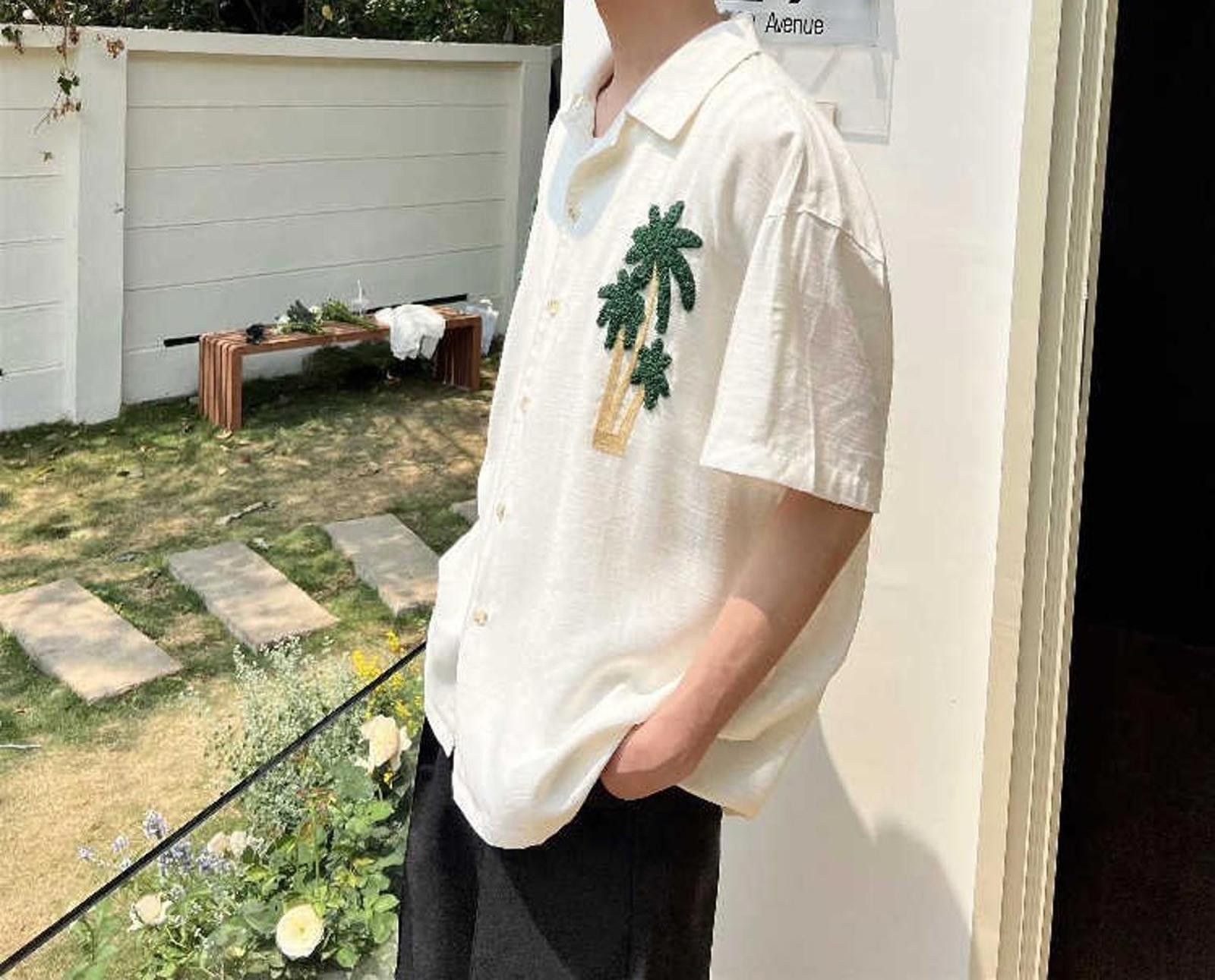 Vintage Tropical Palm Embroidered Short Sleeve Shirt Size US M / EU 48-50 / 2 - 2 Thumbnail