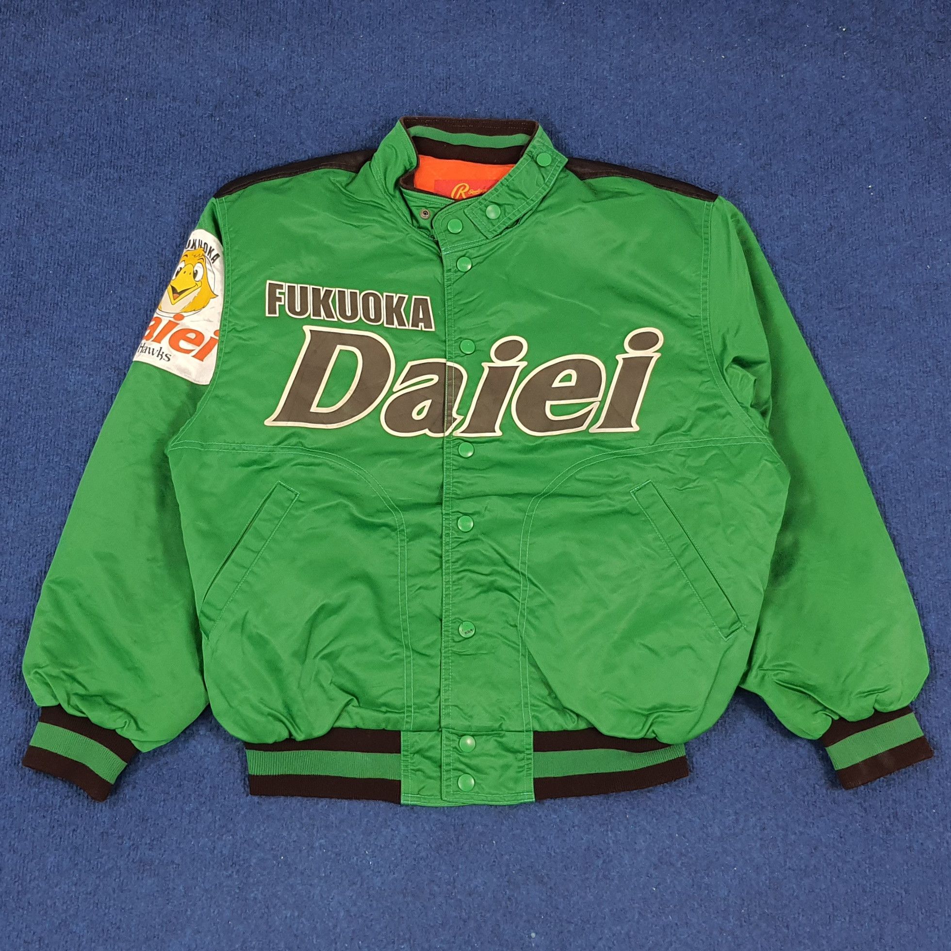 Japanese Brand × Vintage Vintage ASICS Fukuoka Daiei Hawk Baseball Team Jacket Size US L / EU 52-54 / 3 - 3 Thumbnail