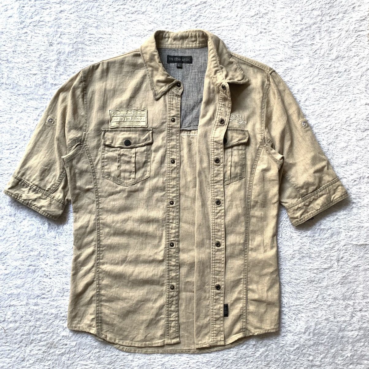 In The Attic Japanese brand in the attic waxed rolled up sleeve linen Size US M / EU 48-50 / 2 - 3 Thumbnail