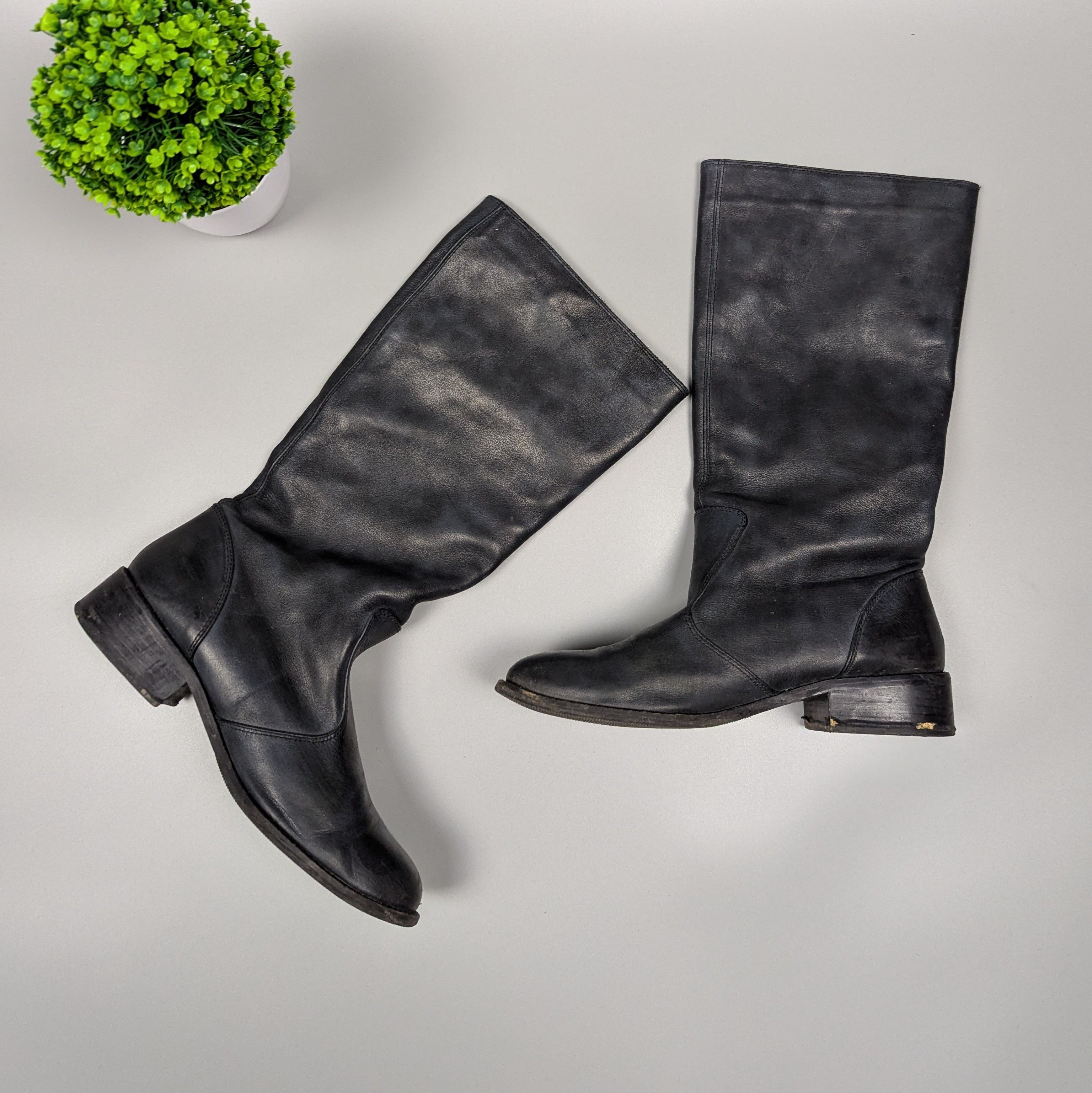 Diesel DIESEL Women's High Leather Dark Gray Distressed Y2K Boots Size US 10 / IT 40 - 5 Thumbnail