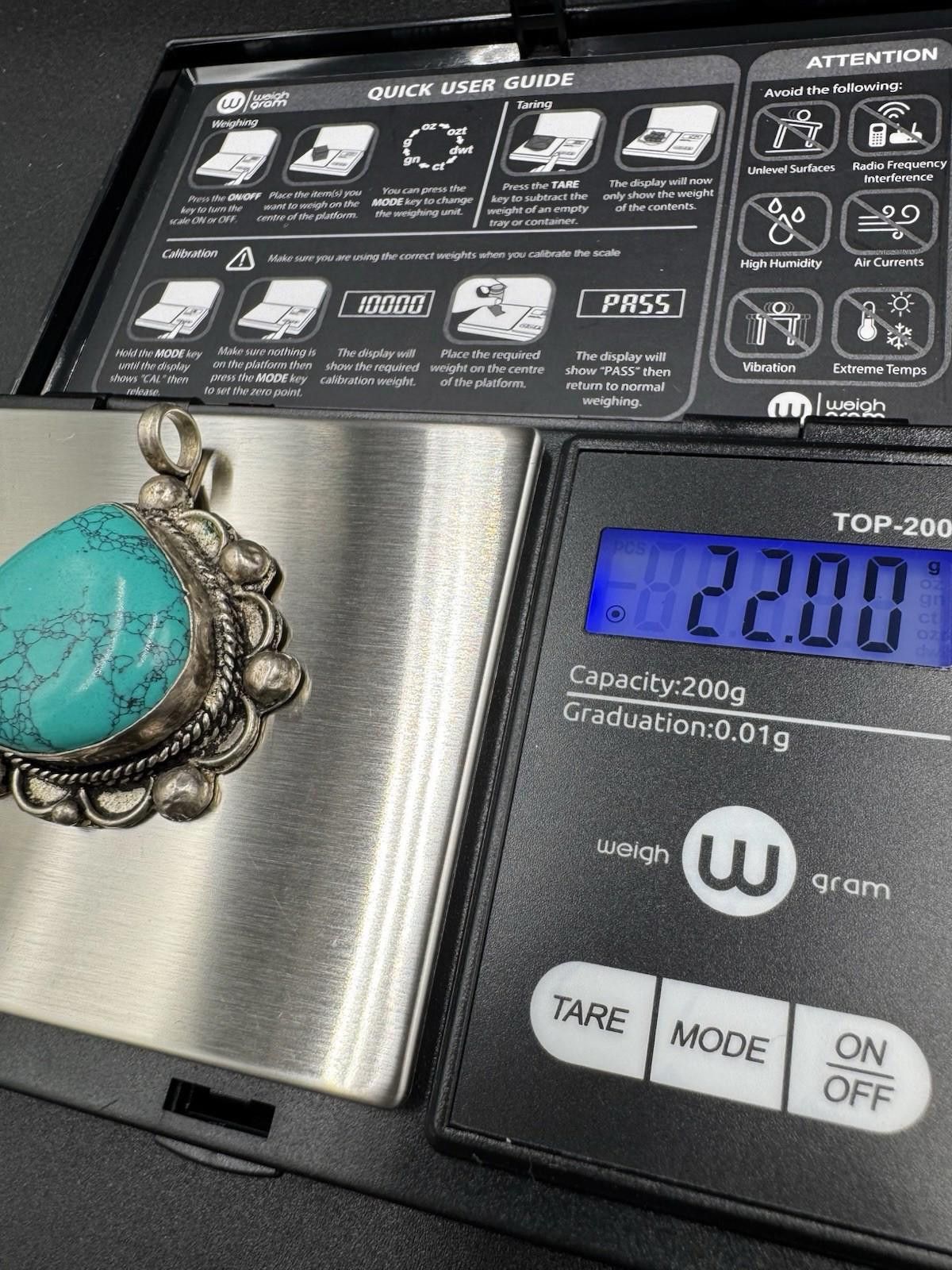 The Unbranded Brand Vintage Navajo Turquoise Pendant Sterling Silver Spiderweb M Size ONE SIZE - 8 Thumbnail