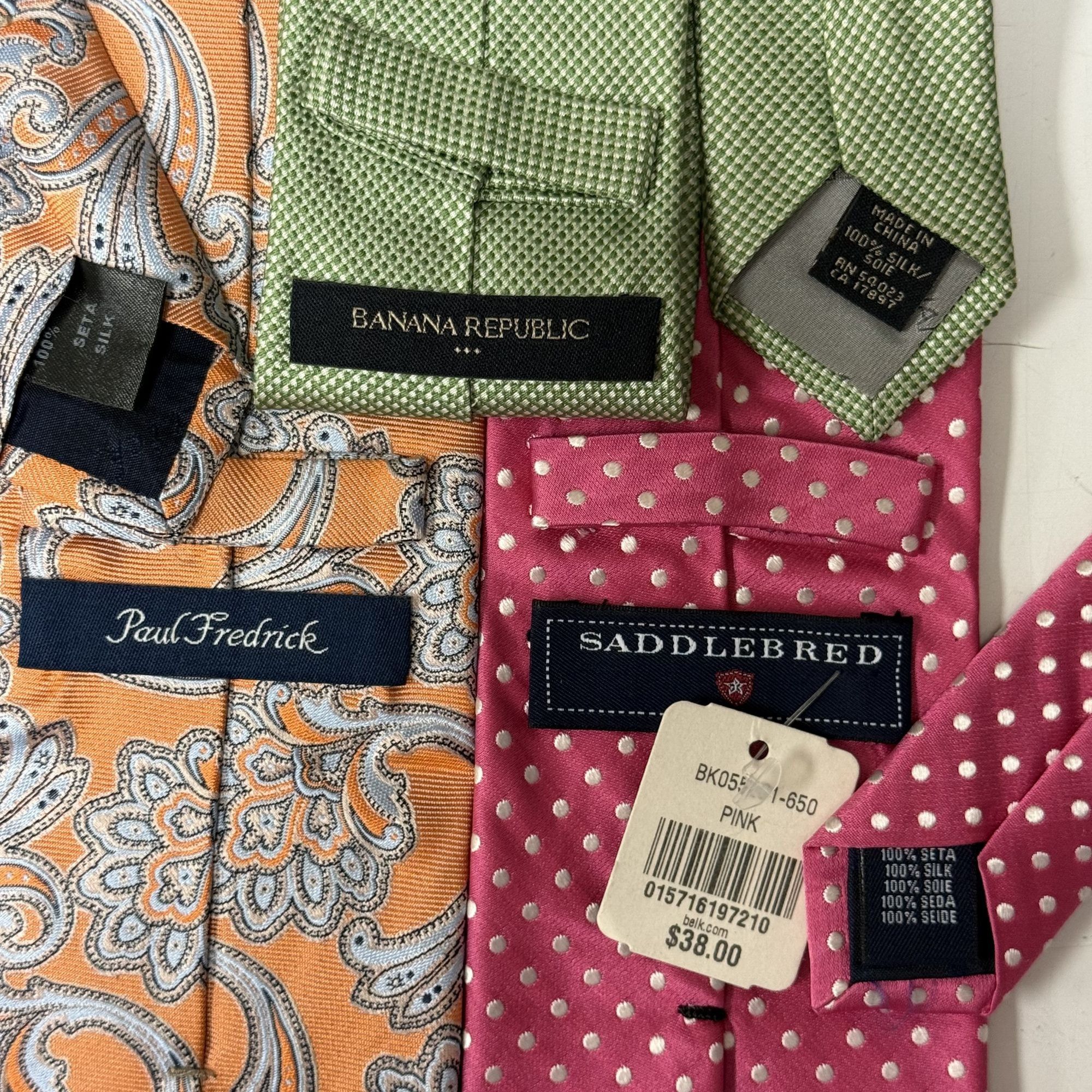Banana Republic 3 pc Designer Spring POLKA DOT PAISLEY Silk Necktie Lot Size ONE SIZE - 2 Thumbnail