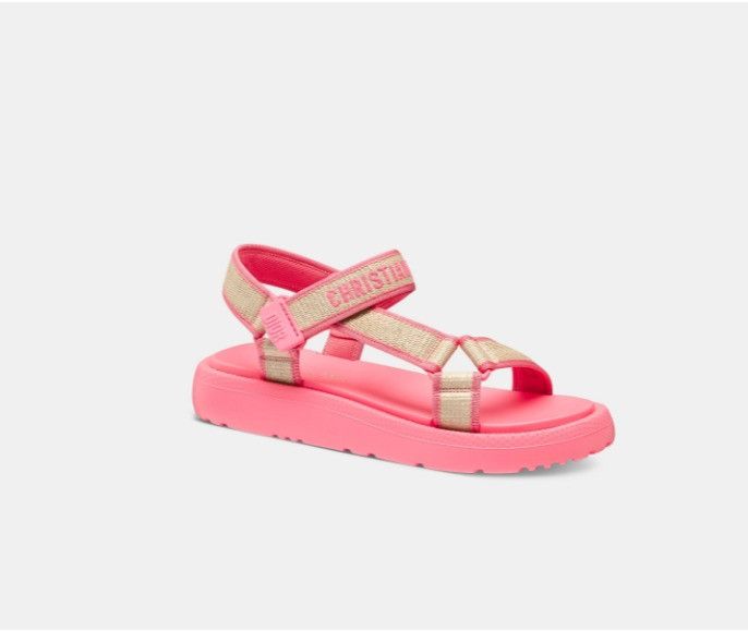 Dior o1w1db10425 KCO084E D-Wave Sandals in Natural & Candy Pink Size US 12 / IT 42 - 2 Thumbnail