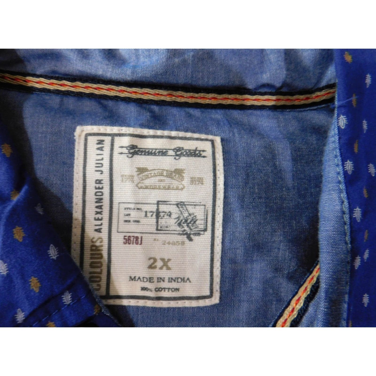 Alexander Julian Alexander Julian Colors Shirt 2XL Blue Mens Geometric Button-Up Casual Twill Cotton Short Sleeve Button-Down Neckline Collar Size US XXL / EU 58 / 5 - 5 Thumbnail