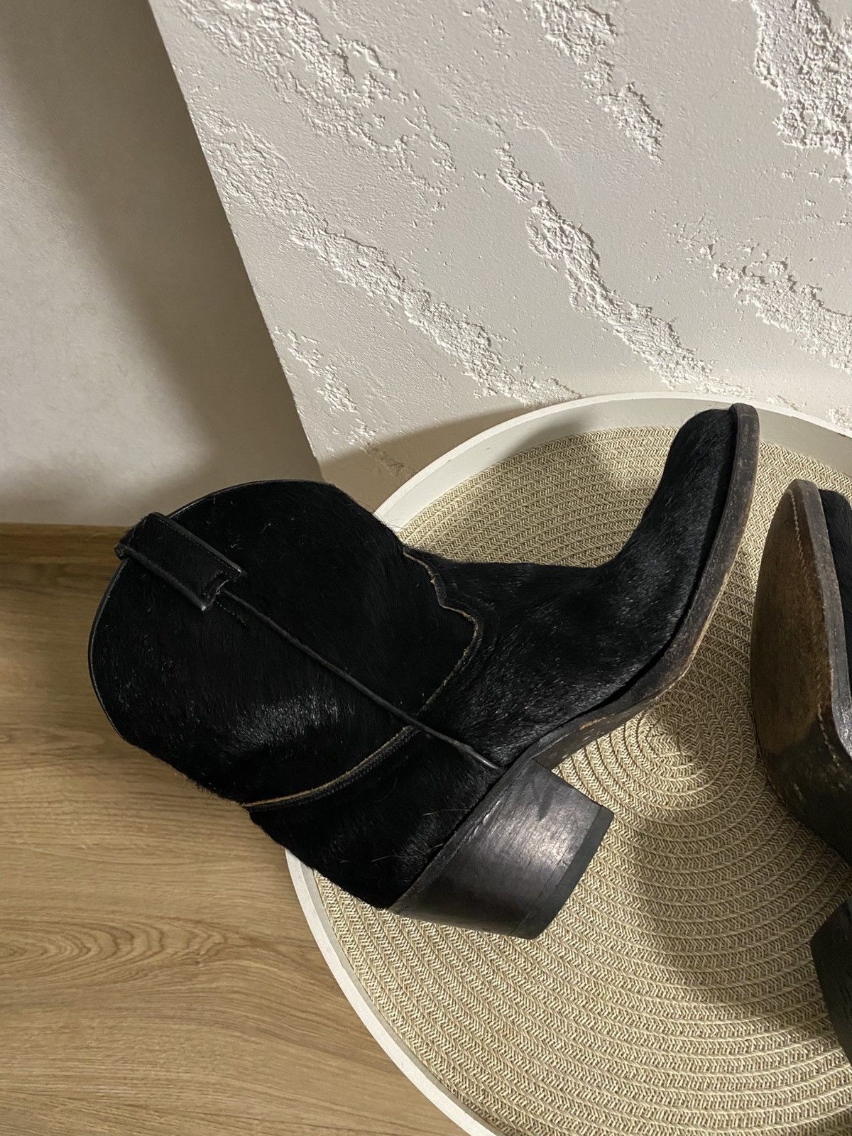 Cowboy Equipment Tony Mora Black Pony Fur Real Leather Western Cowboy Boots Size US 7 / IT 37 - 8 Thumbnail